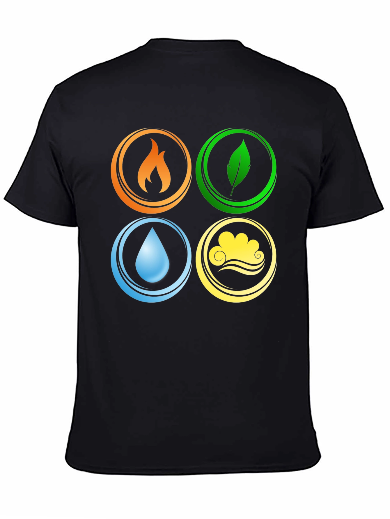 Four Elements T-Shirt Black Tee Earth Wind Fire Water