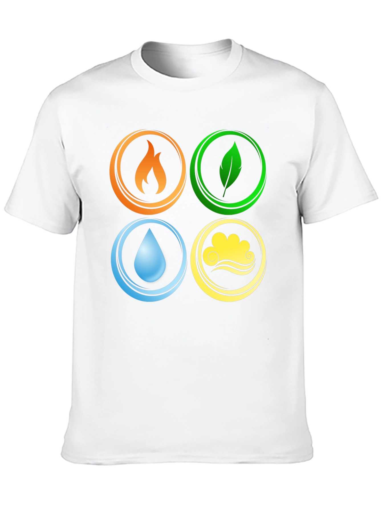 Four Elements T-Shirt Black Tee Earth Wind Fire Water