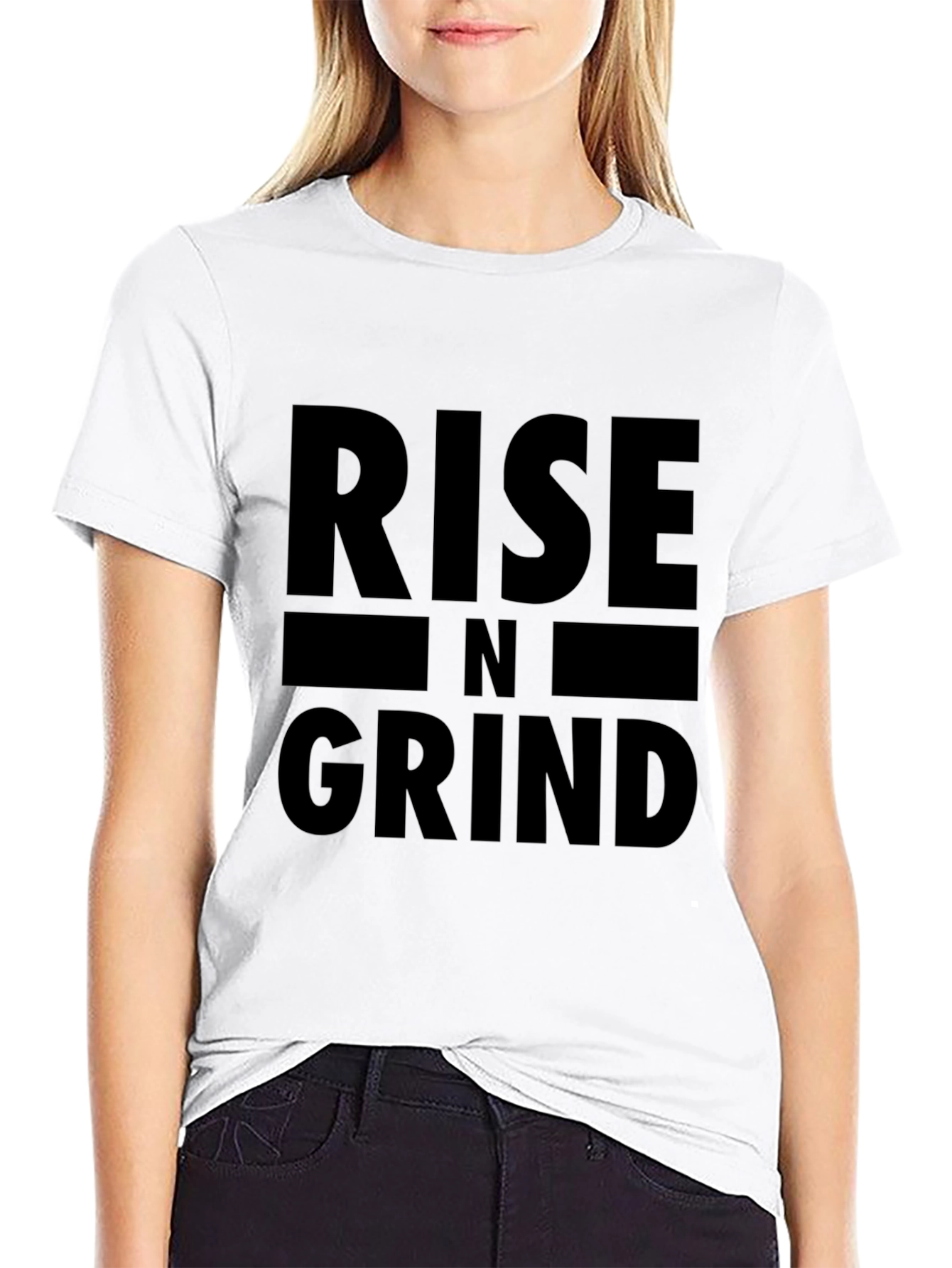 Rise N Grind Graphic Tee - Motivational Black T-Shirt