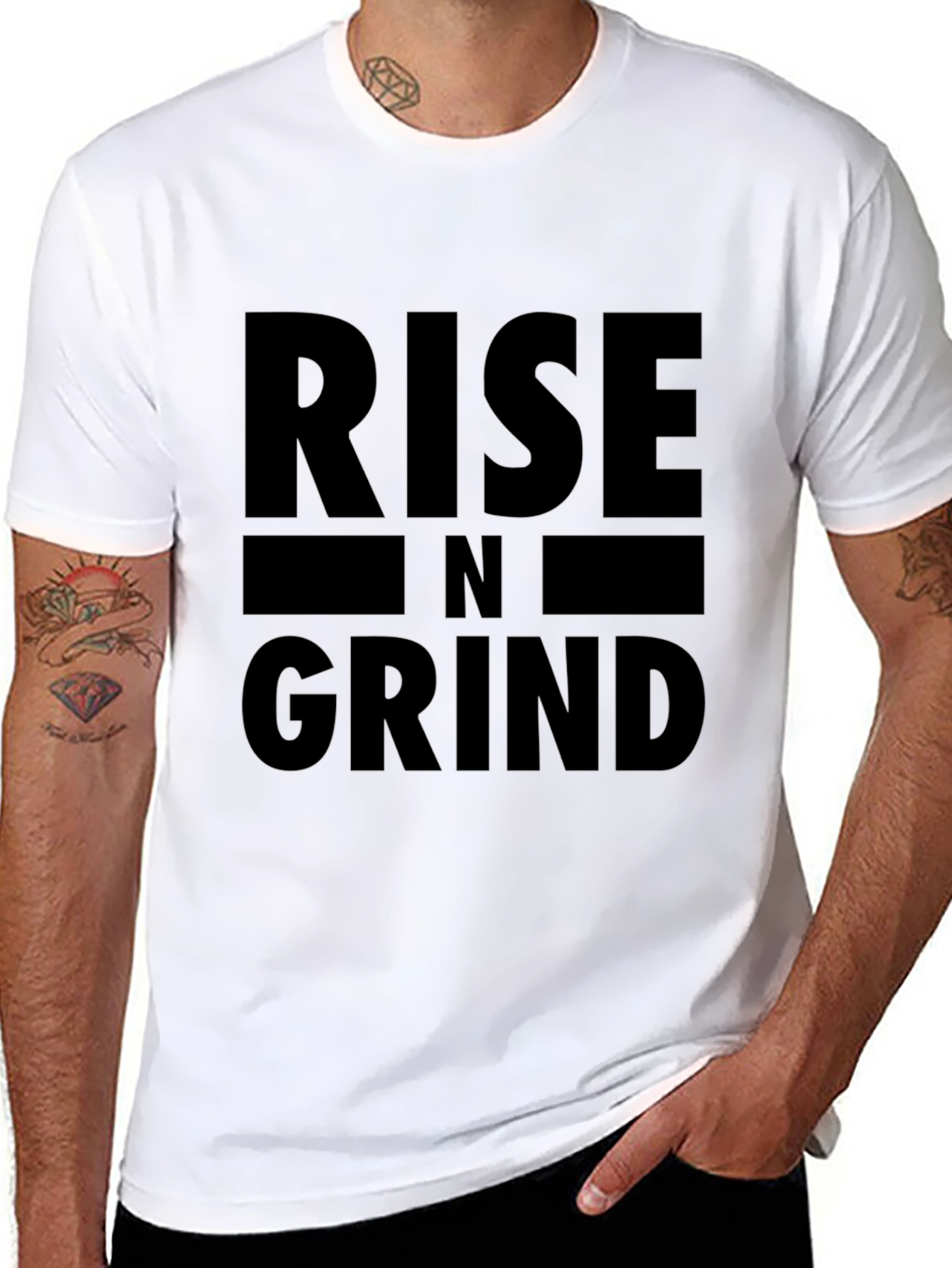 Rise N Grind Graphic Tee - Motivational Black T-Shirt
