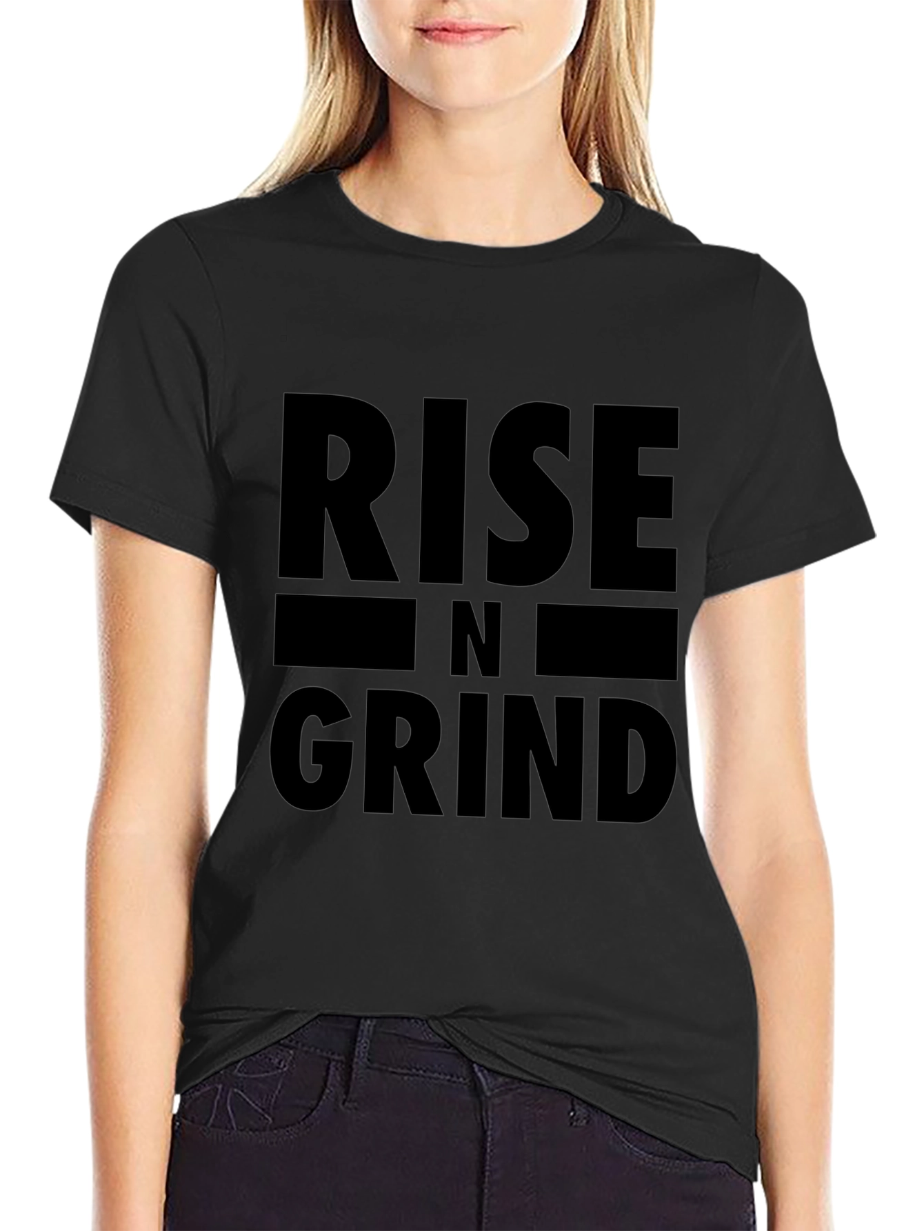 Rise N Grind Graphic Tee - Motivational Black T-Shirt