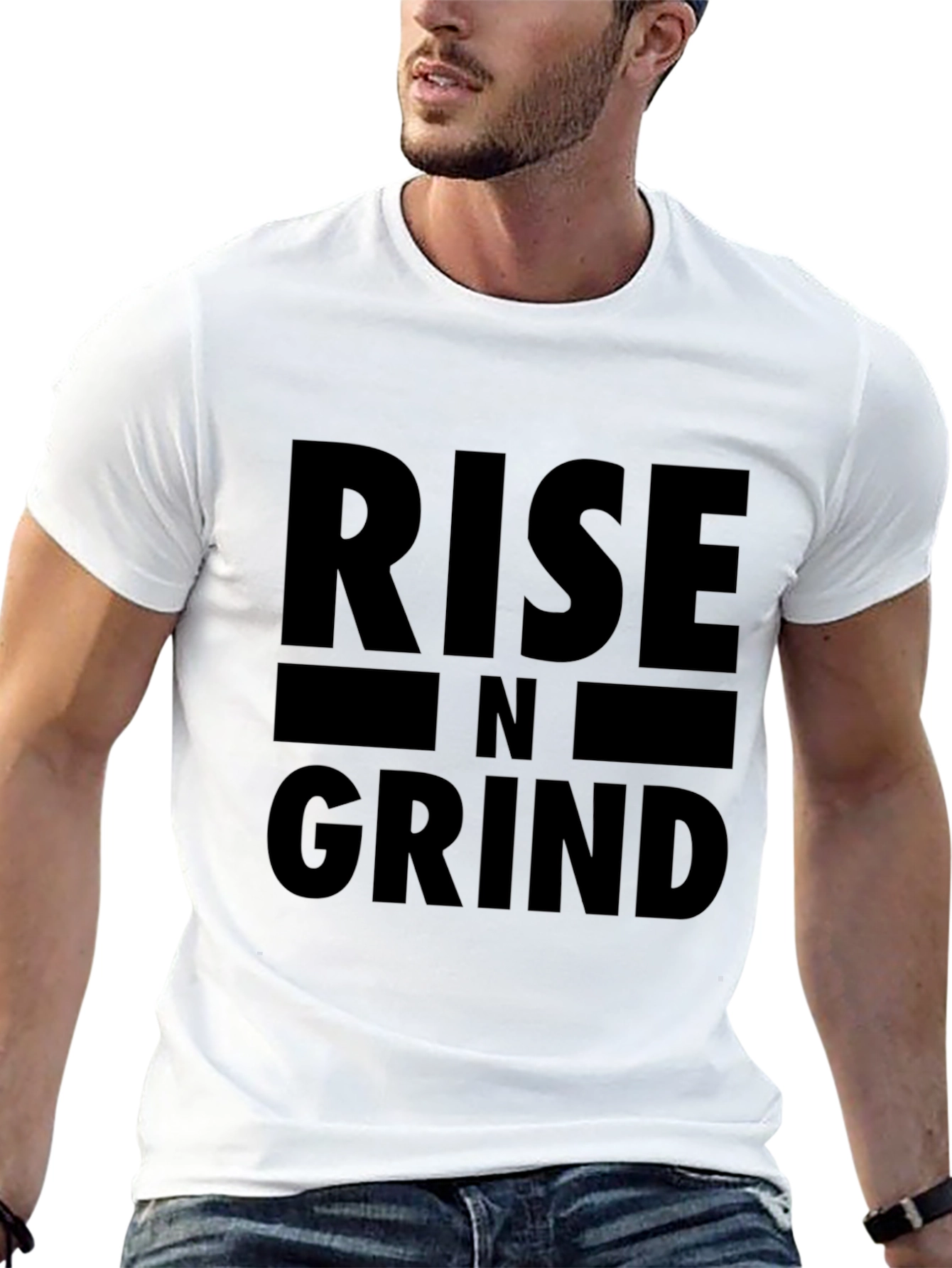 Rise N Grind Graphic Tee - Motivational Black T-Shirt