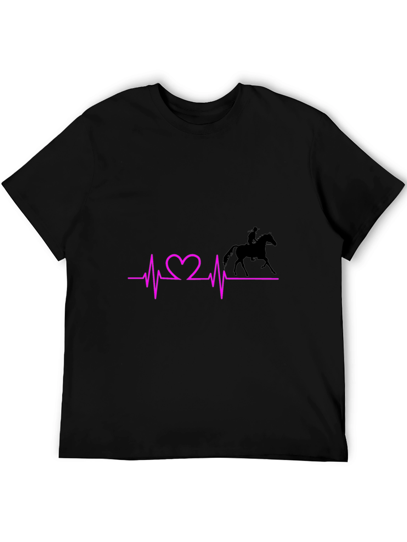 Horse Riding Heartbeat Graphic Tee - Black