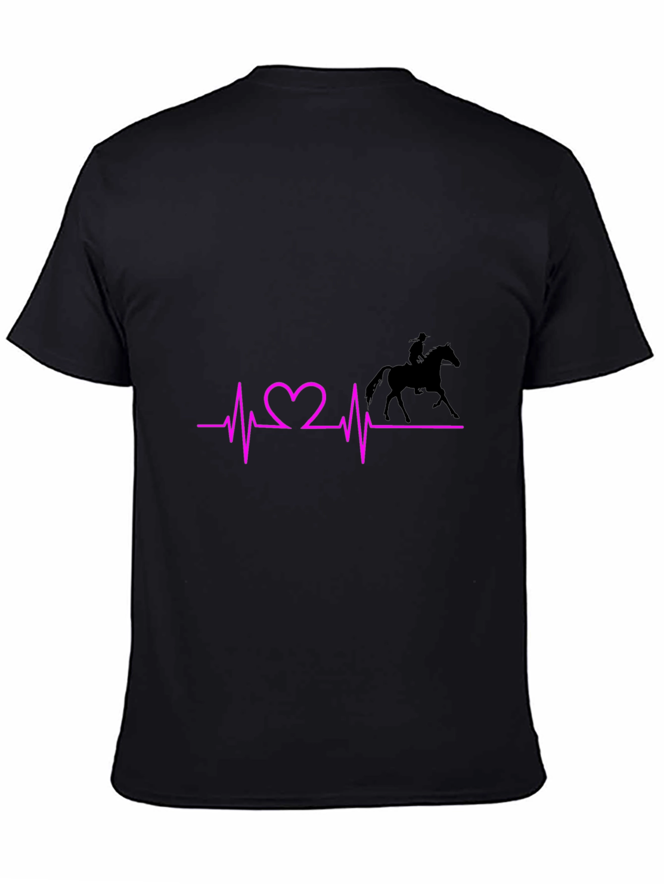 Horse Riding Heartbeat Graphic Tee - Black