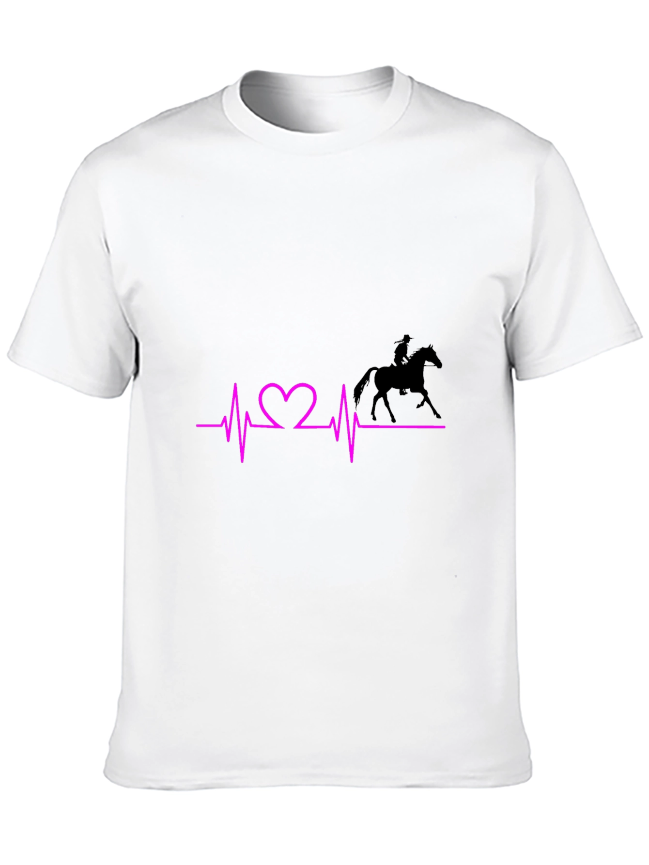 Horse Riding Heartbeat Graphic Tee - Black
