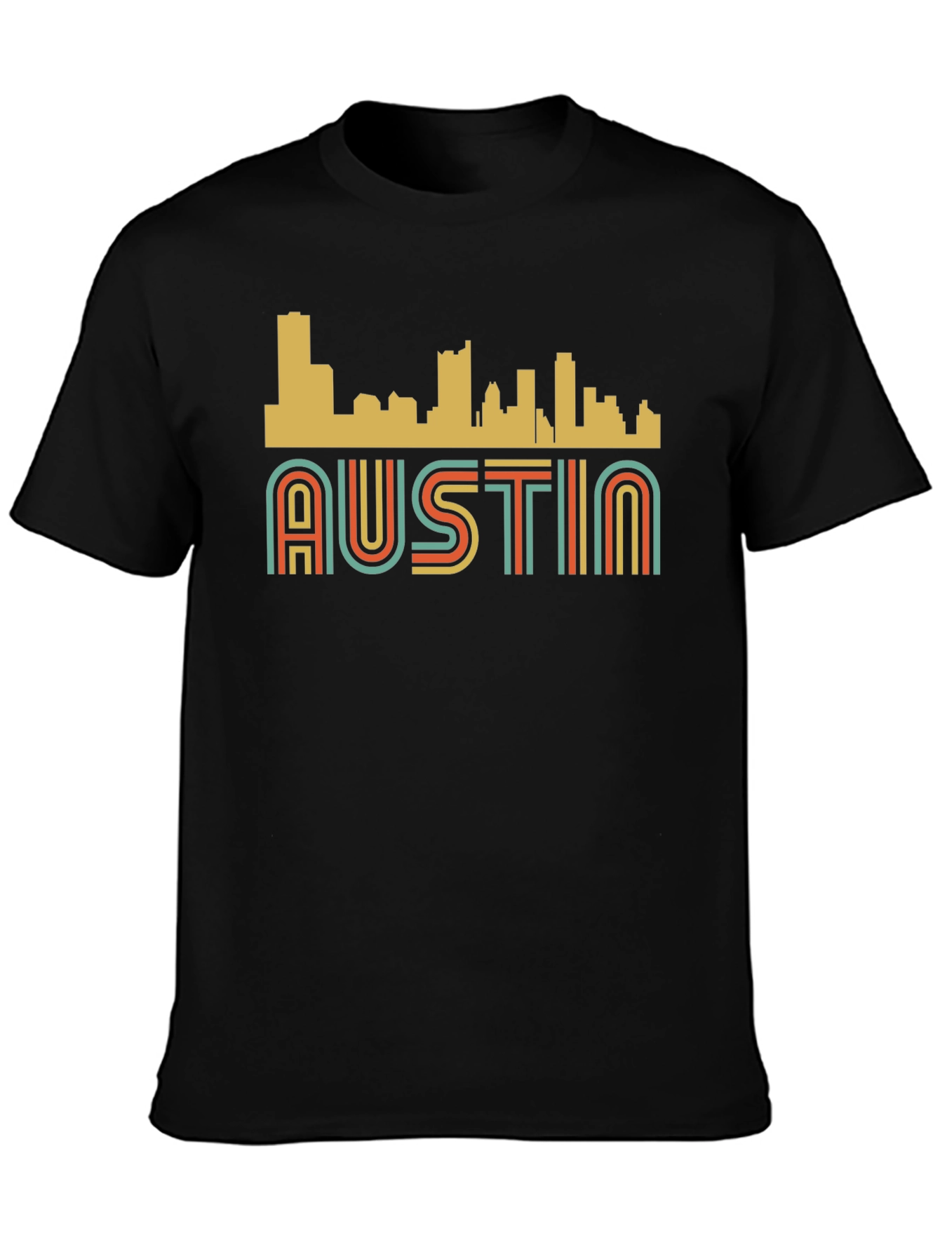 Retro Austin Skyline Black Graphic Tee