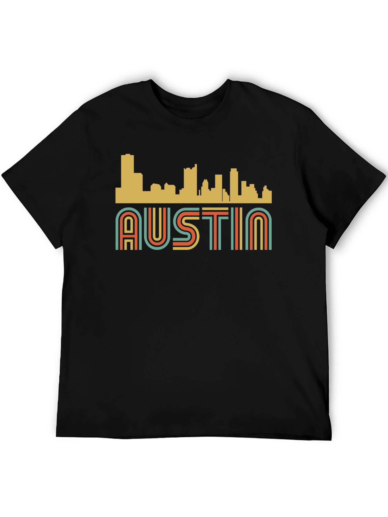 Retro Austin Skyline Black Graphic Tee