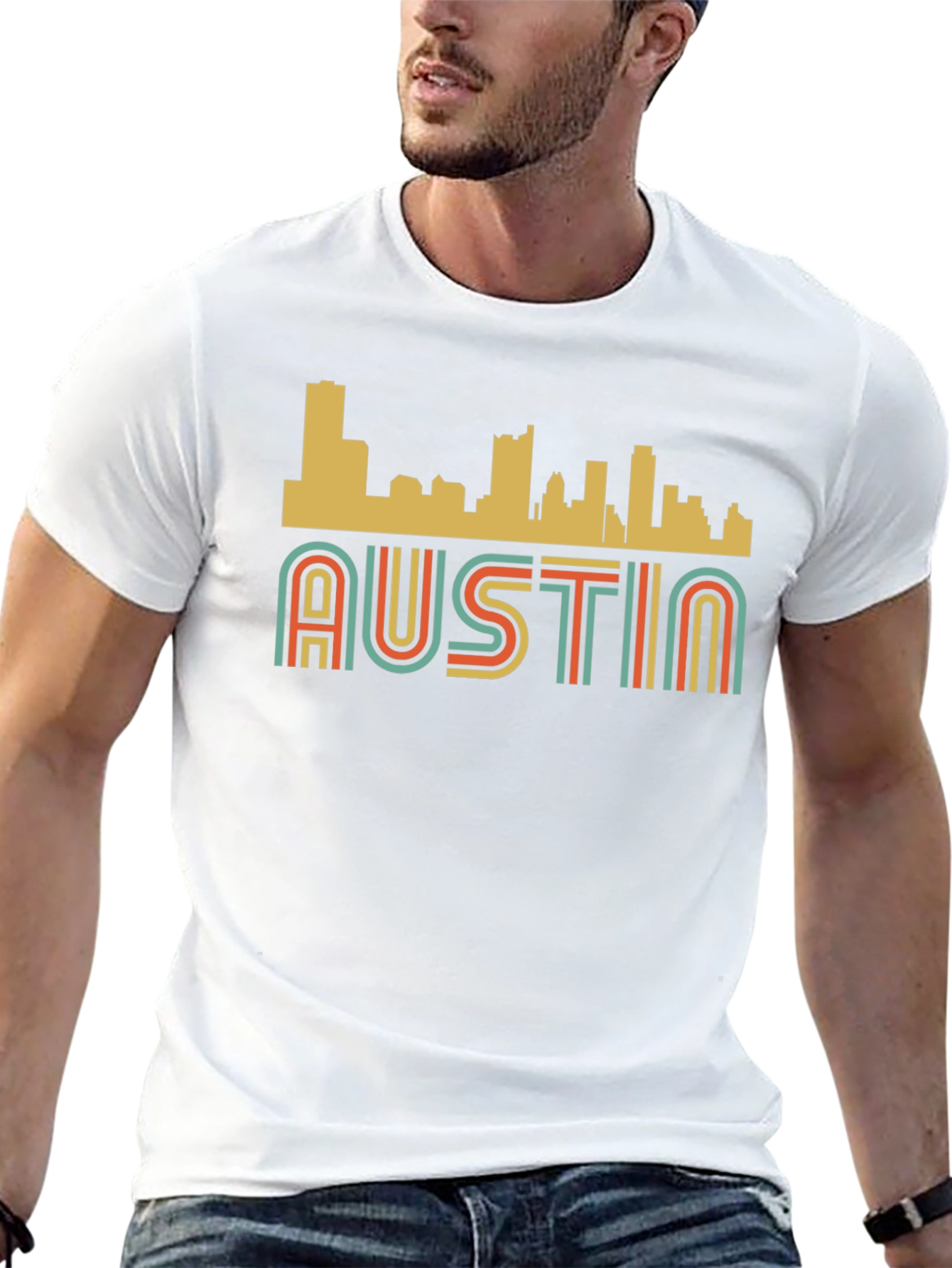 Retro Austin Skyline Black Graphic Tee