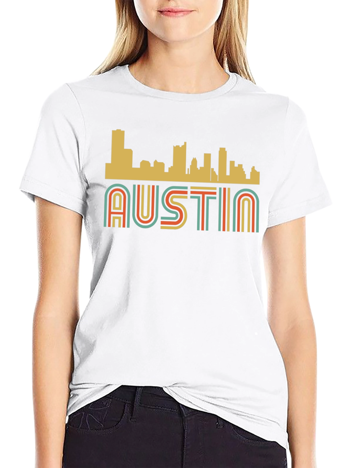 Retro Austin Skyline Black Graphic Tee