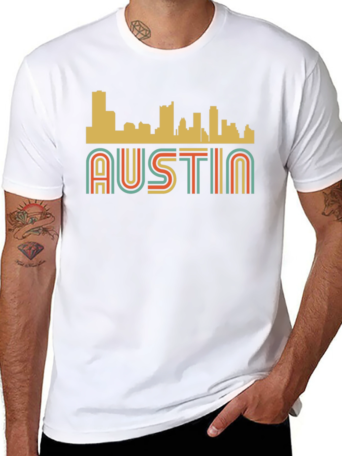 Retro Austin Skyline Black Graphic Tee
