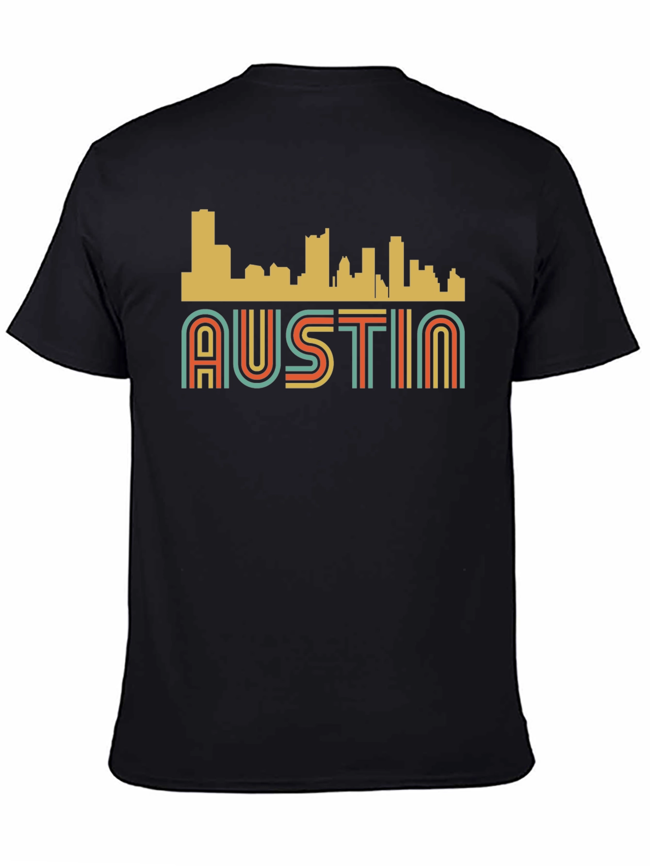 Retro Austin Skyline Black Graphic Tee