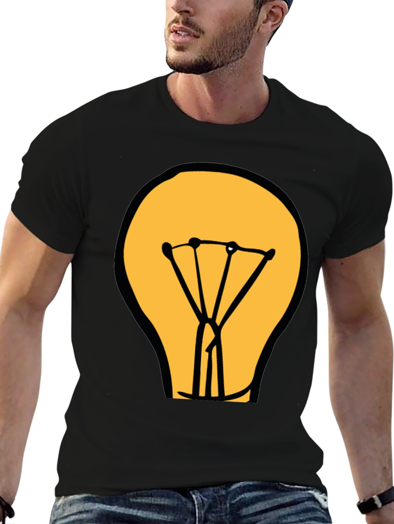 Light Bulb Graphic Black T-Shirt
