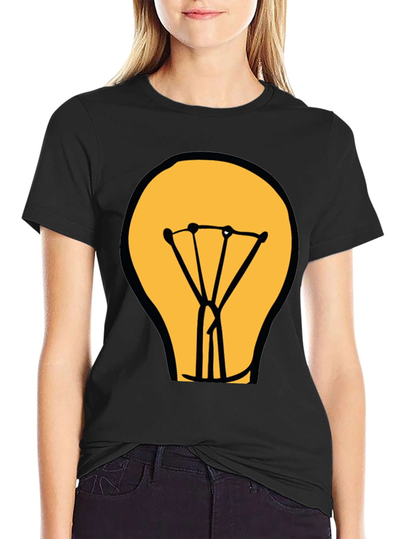Light Bulb Graphic Black T-Shirt