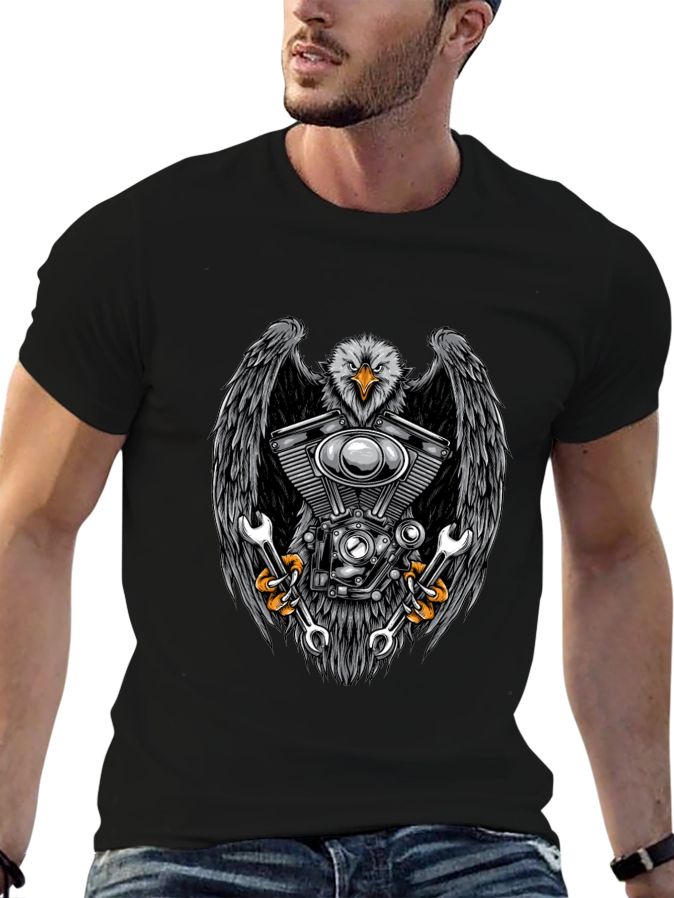 Eagle Engine Mechanic Black T-Shirt