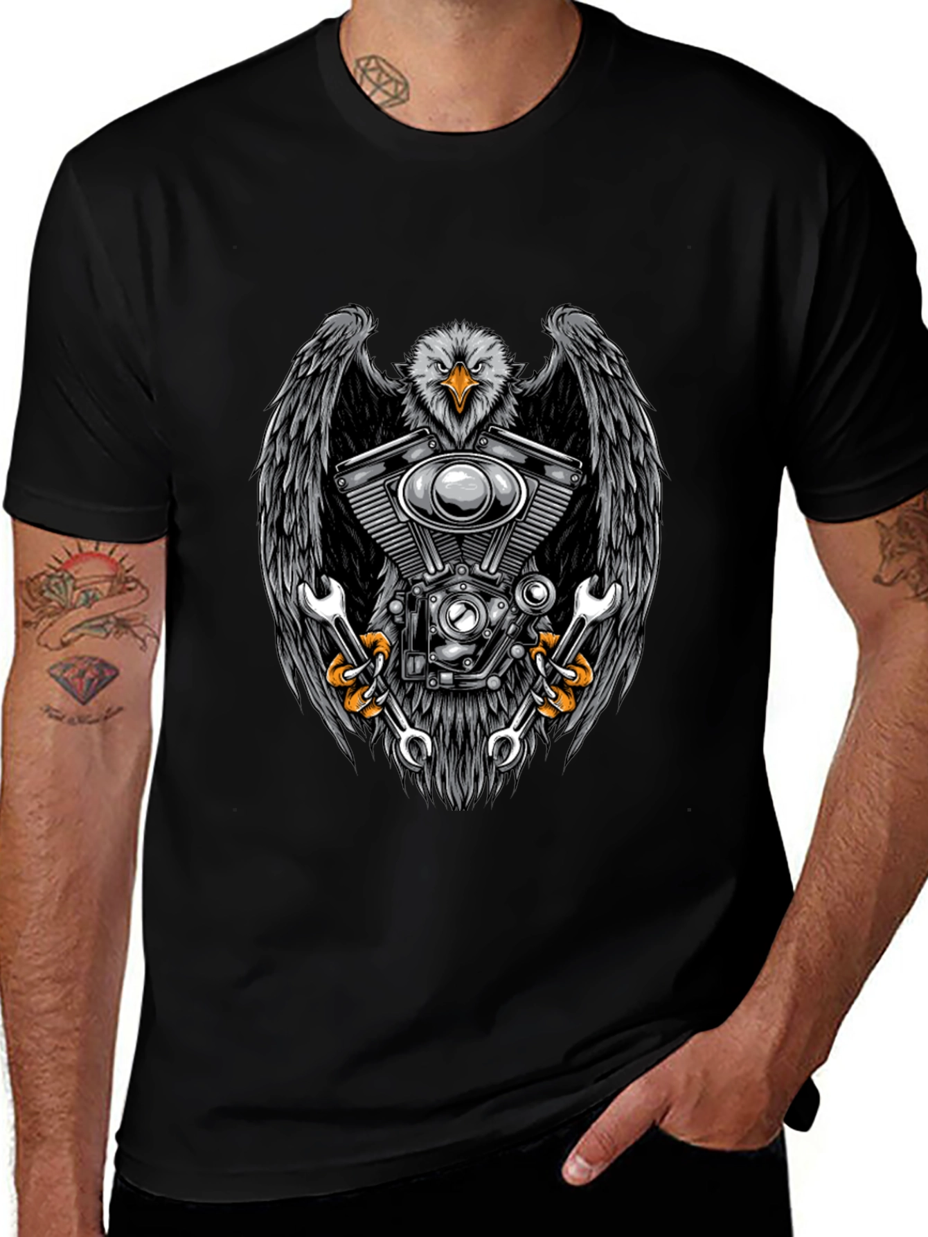 Eagle Engine Mechanic Black T-Shirt