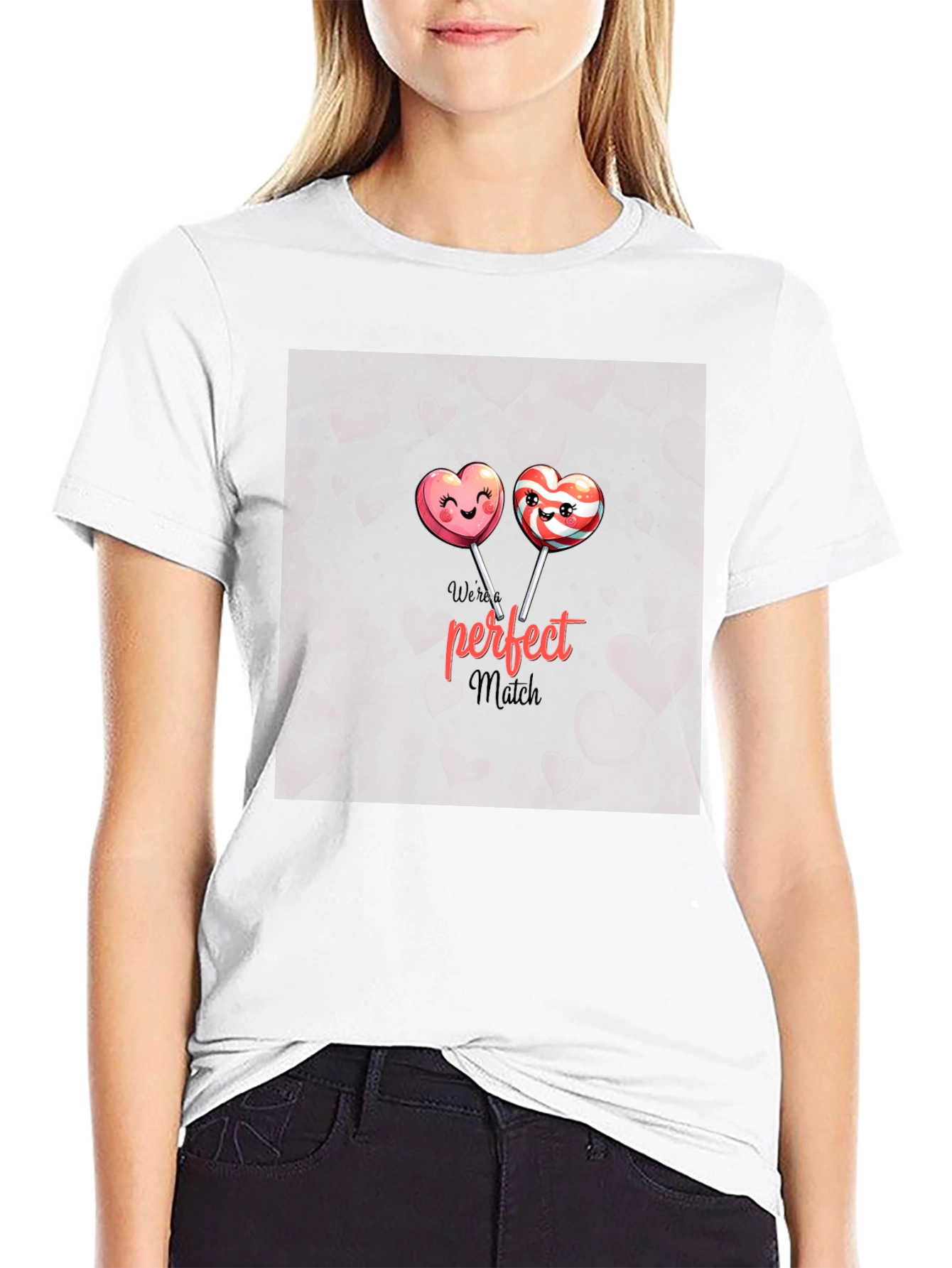 Perfect Match Lollipop Heart Graphic T-Shirt