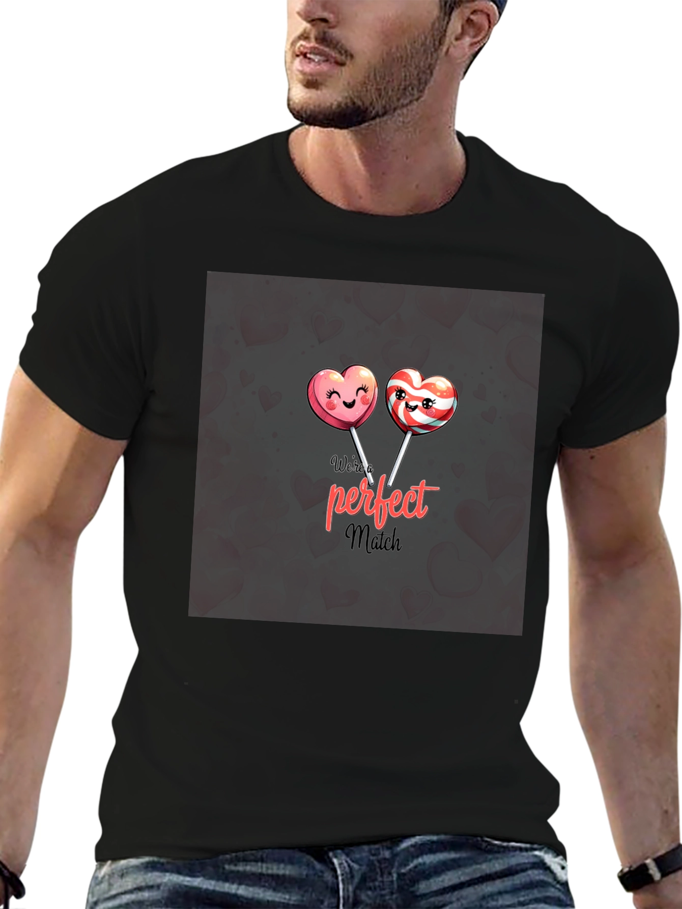 Perfect Match Lollipop Heart Graphic T-Shirt