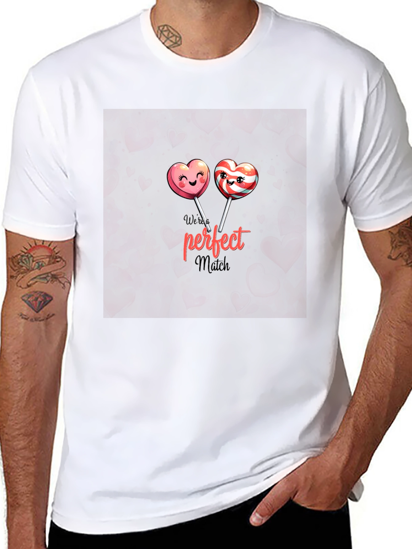 Perfect Match Lollipop Heart Graphic T-Shirt