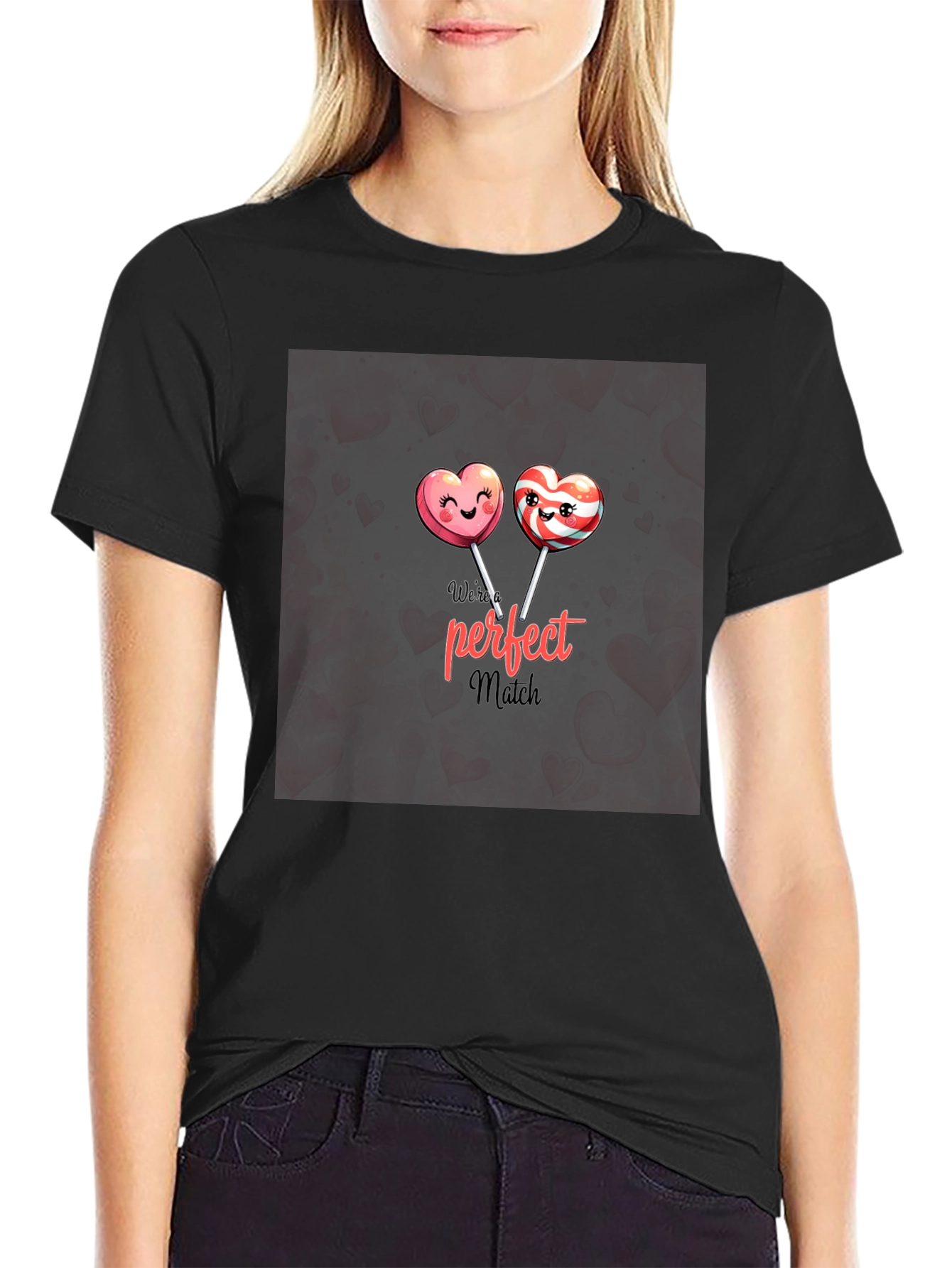Perfect Match Lollipop Heart Graphic T-Shirt