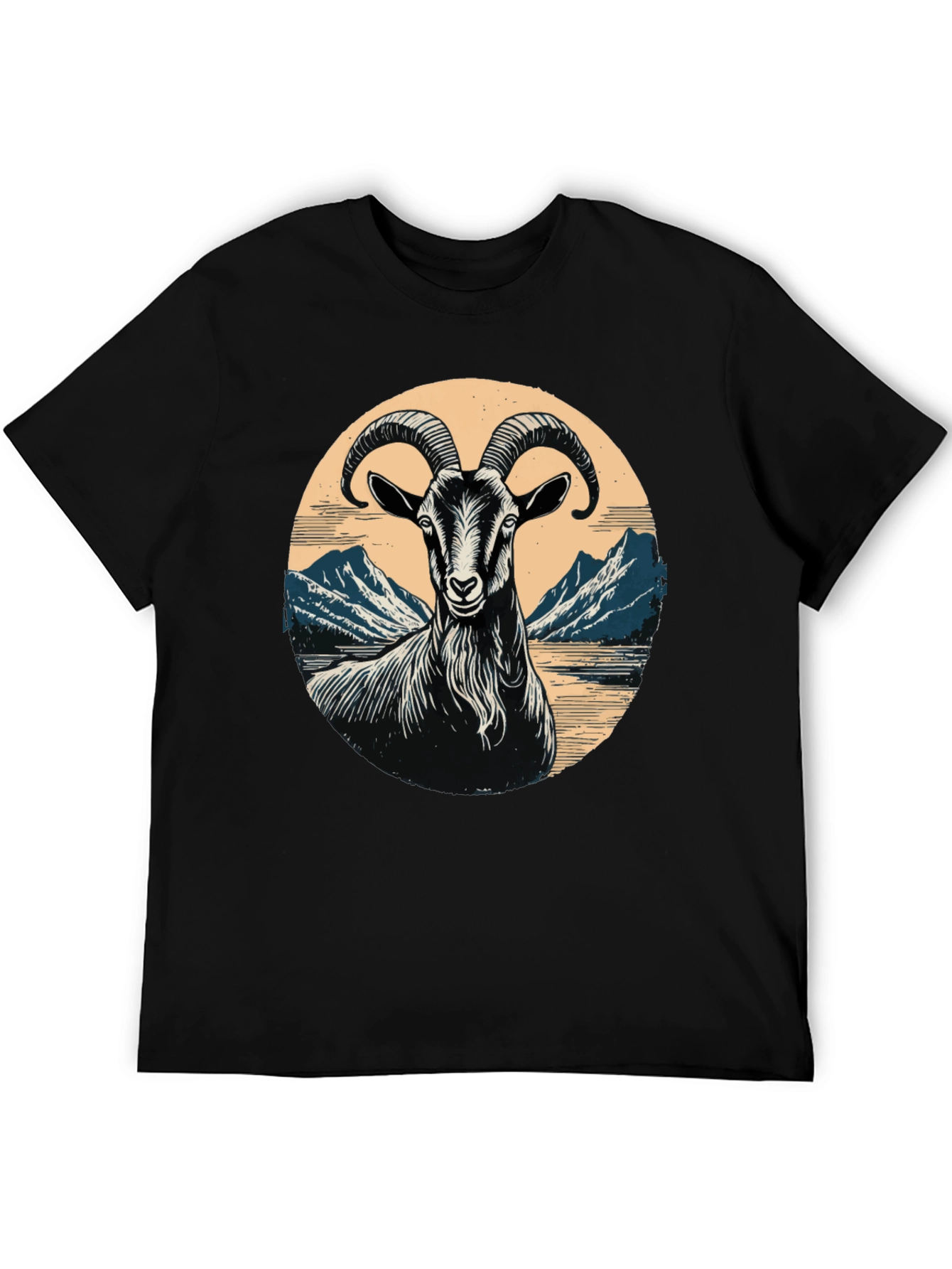 Goat Mountain Scene Graphic T-Shirt