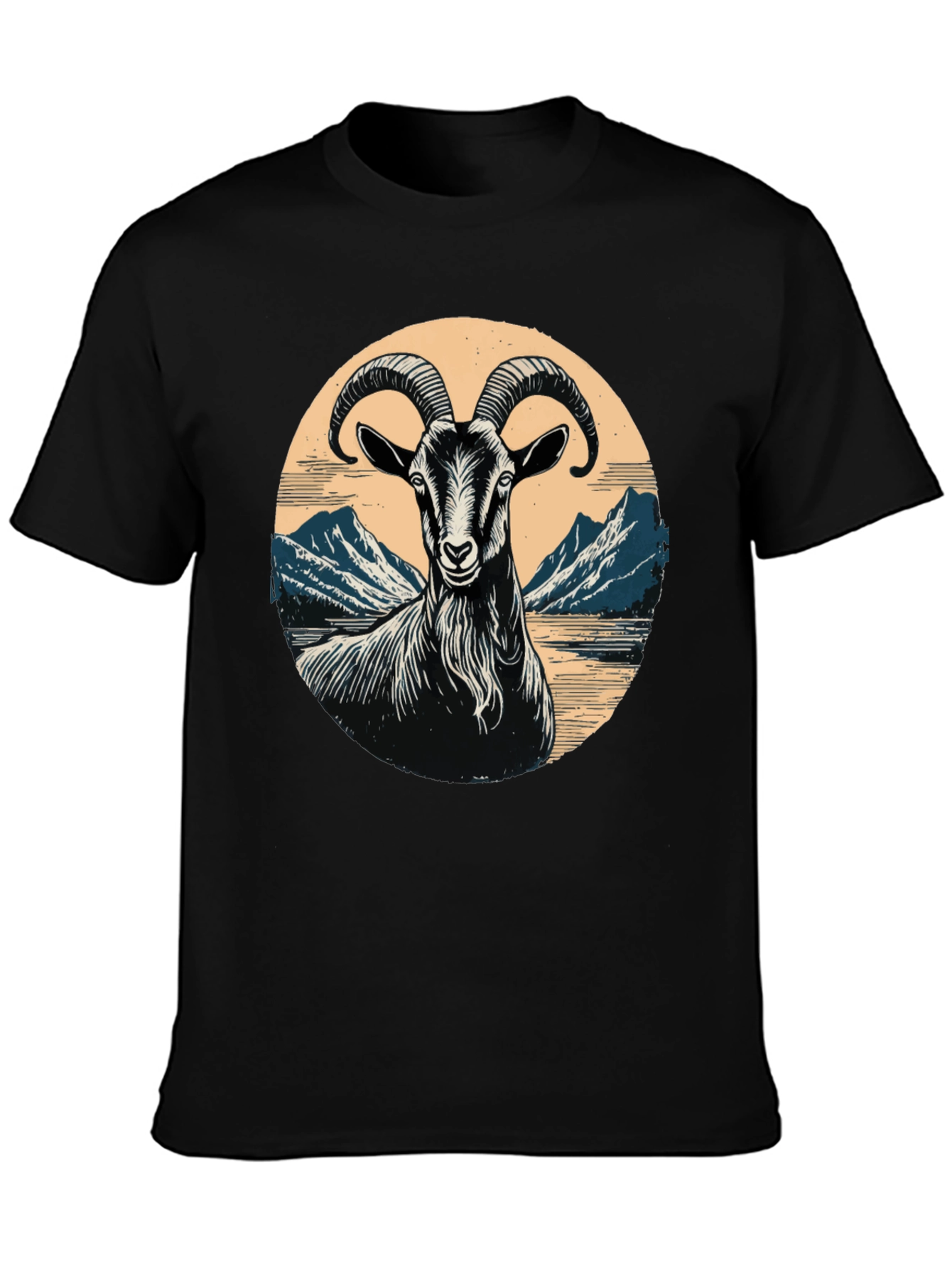 Goat Mountain Scene Graphic T-Shirt