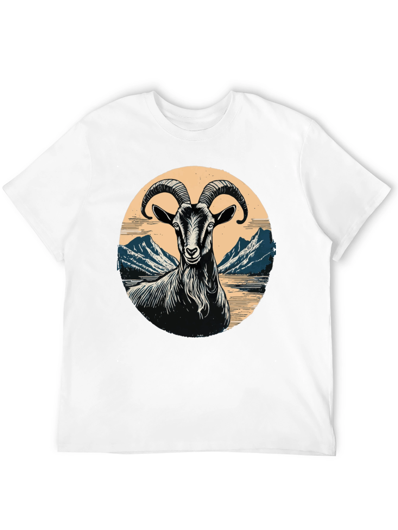 Goat Mountain Scene Graphic T-Shirt