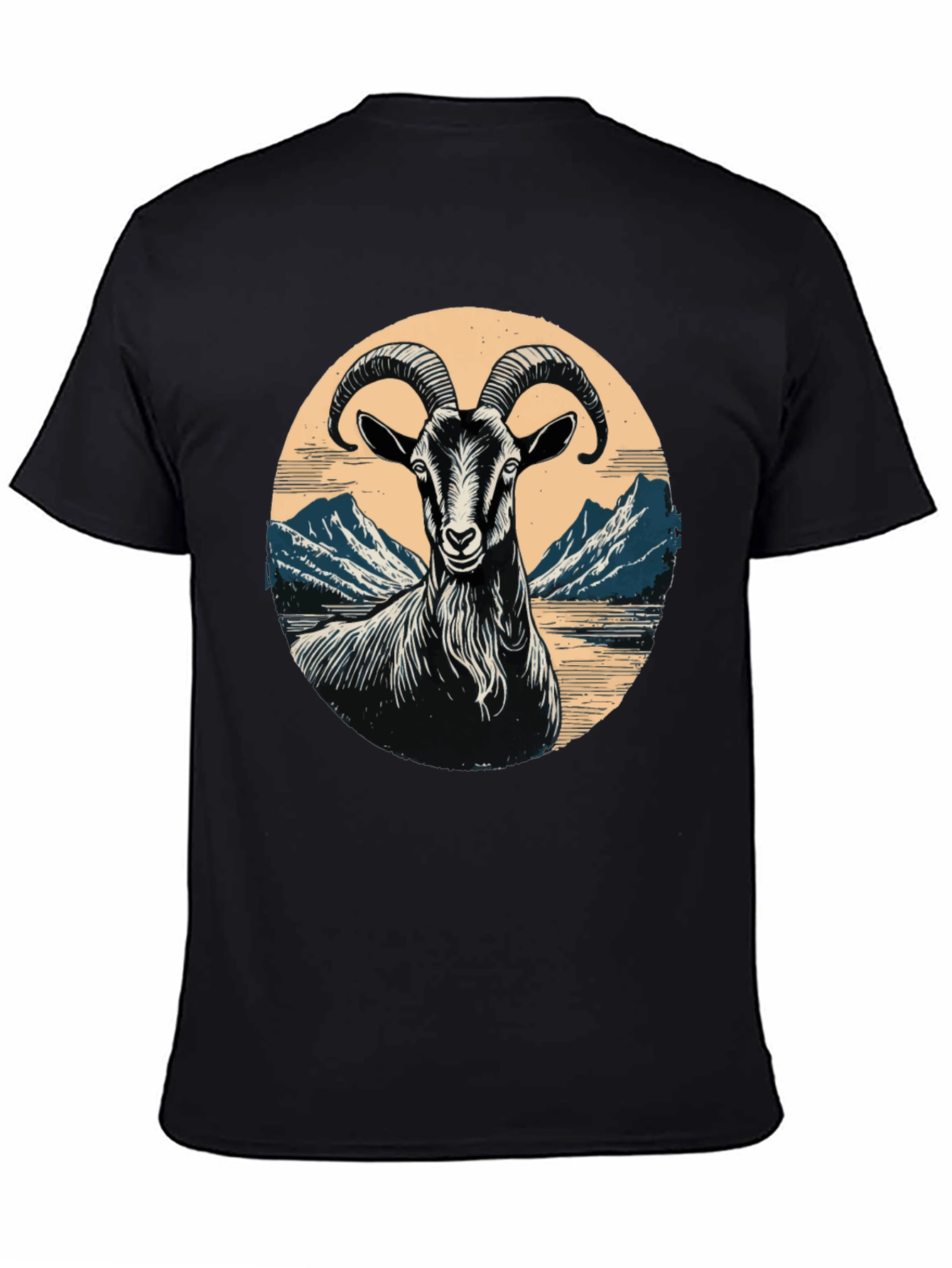 Goat Mountain Scene Graphic T-Shirt