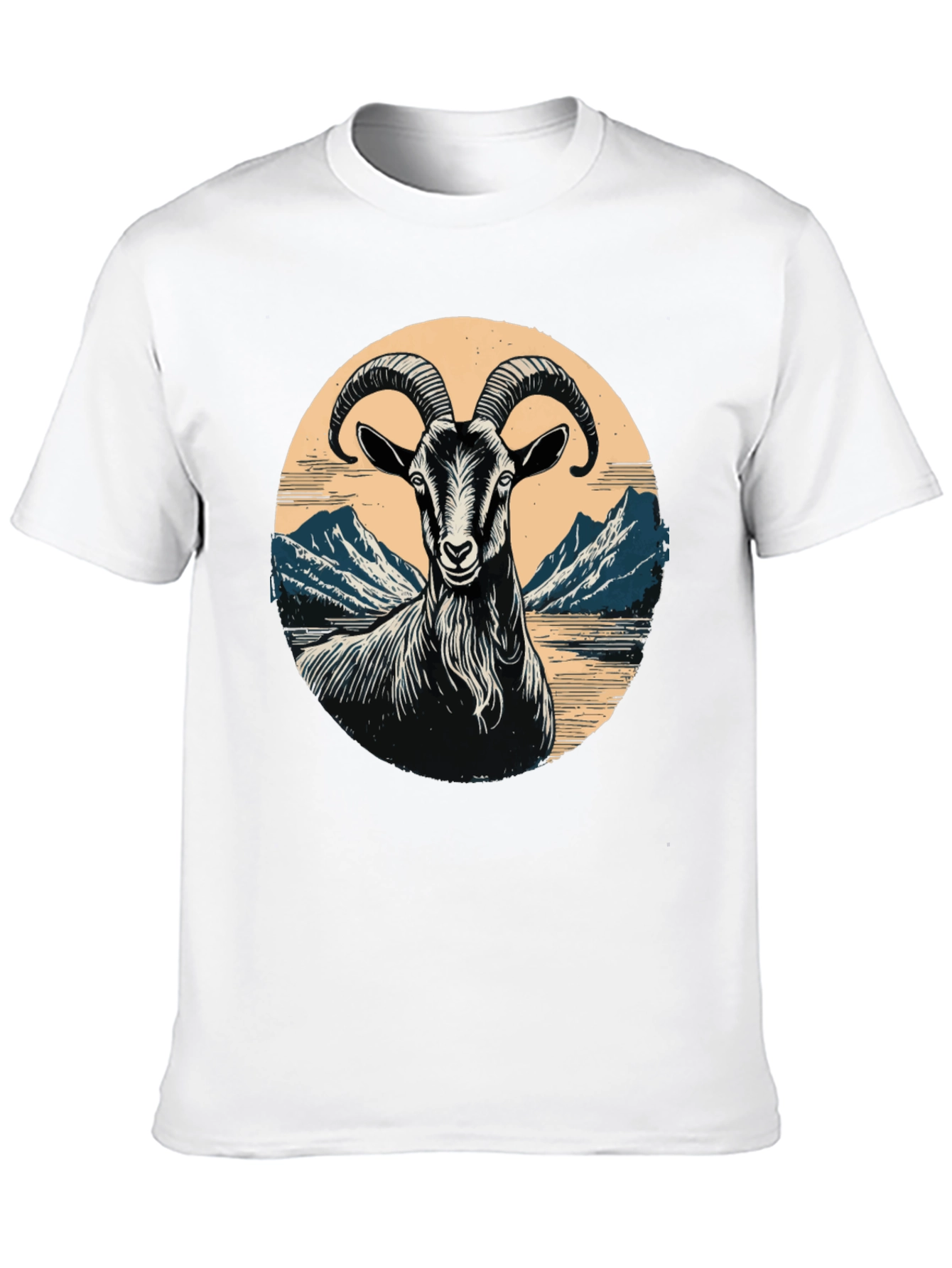 Goat Mountain Scene Graphic T-Shirt