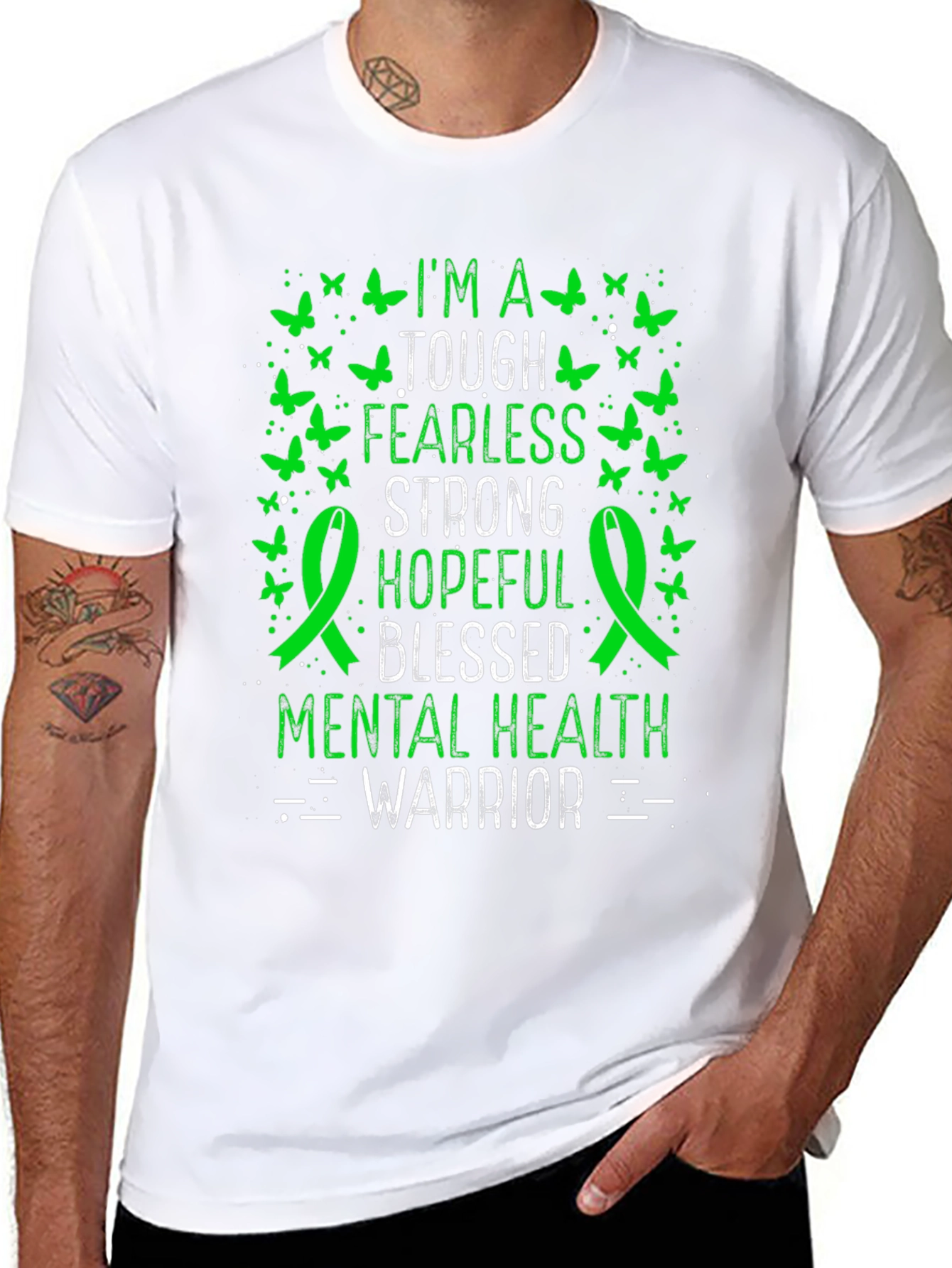 Mental Health Warrior T-Shirt: Tough Fearless Strong