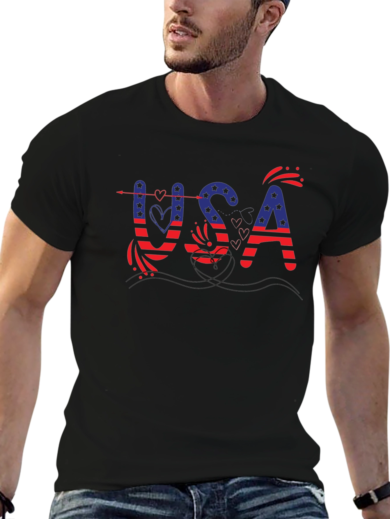Patriotic USA Graphic Print T-Shirt