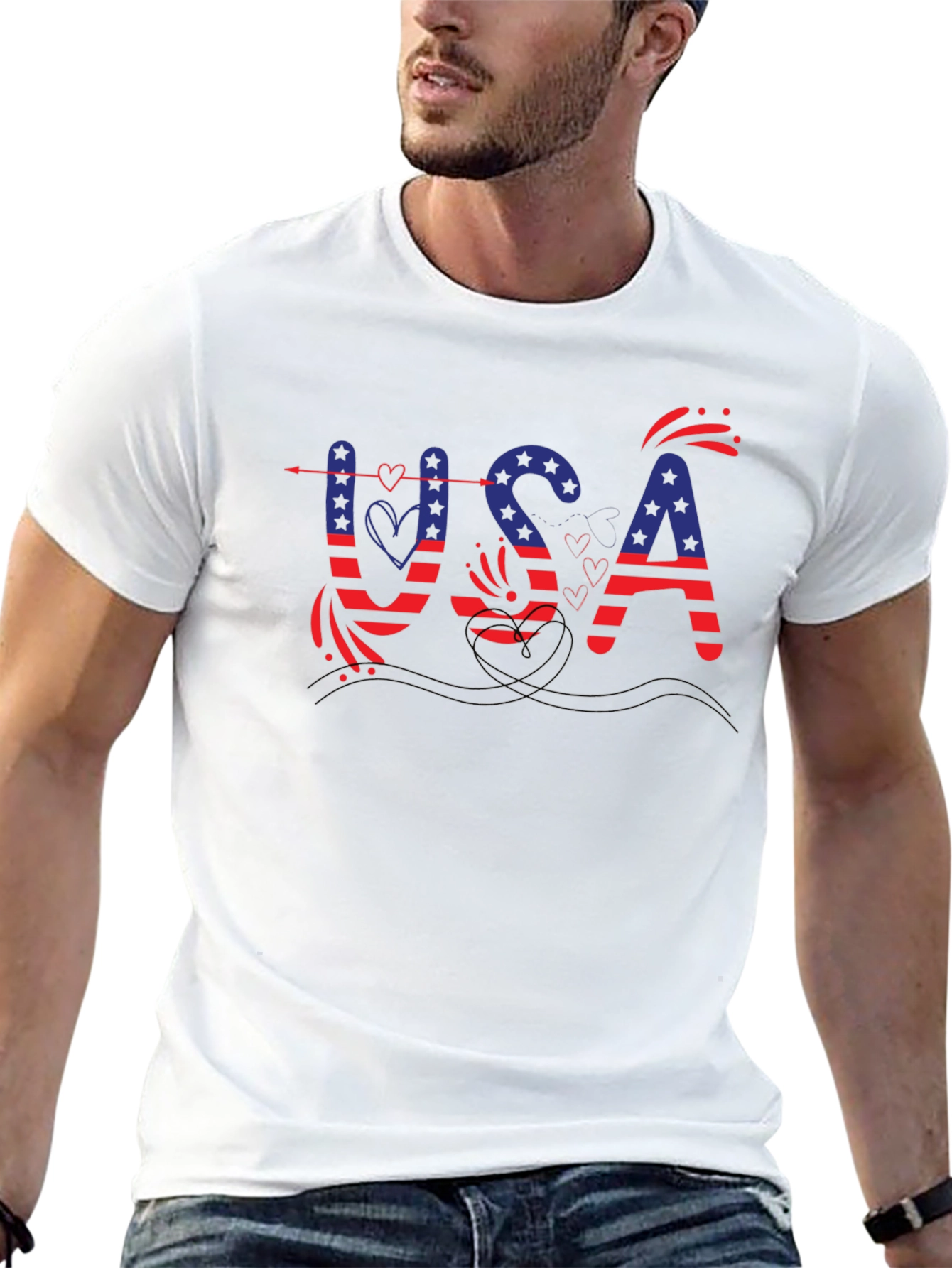 Patriotic USA Graphic Print T-Shirt