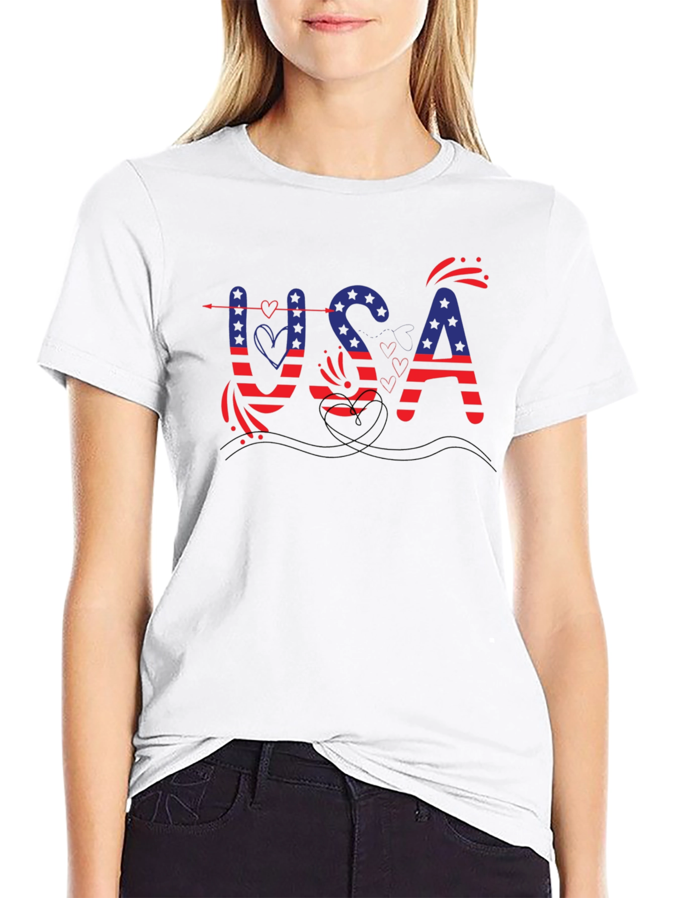 Patriotic USA Graphic Print T-Shirt
