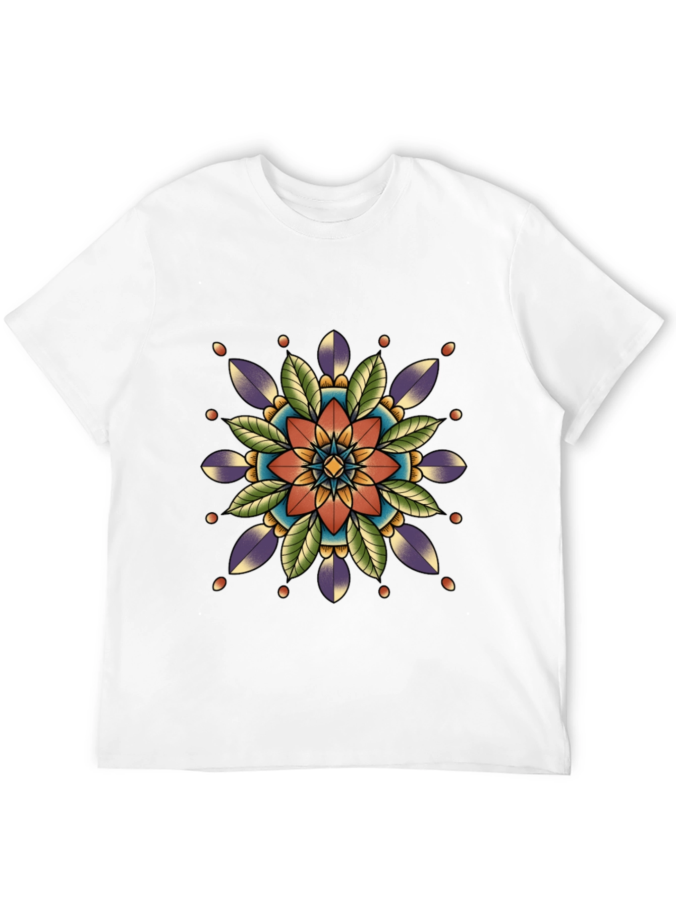 Geometric Mandala Print Black T-Shirt