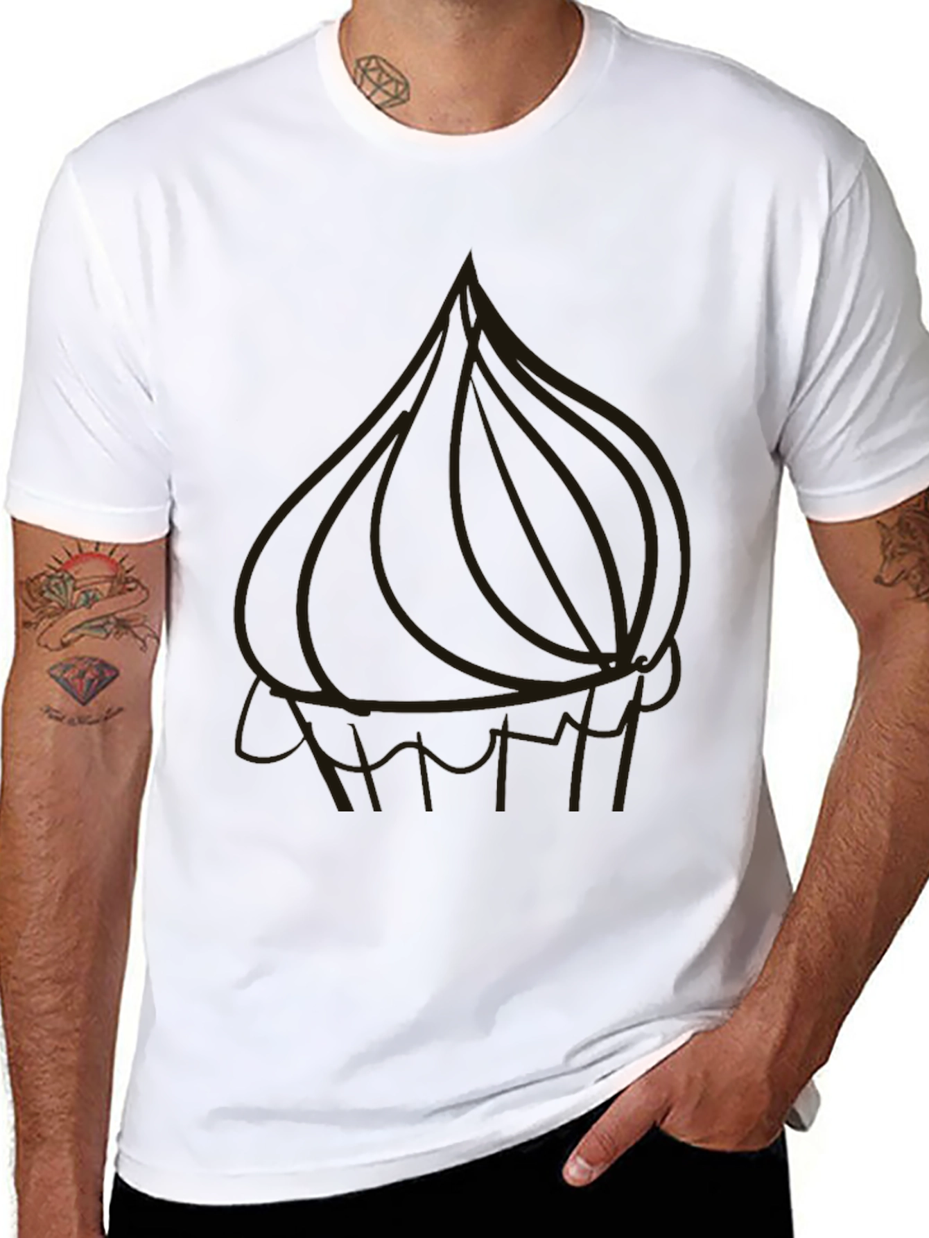 Mens Black Graphic T-Shirt - Onion Design
