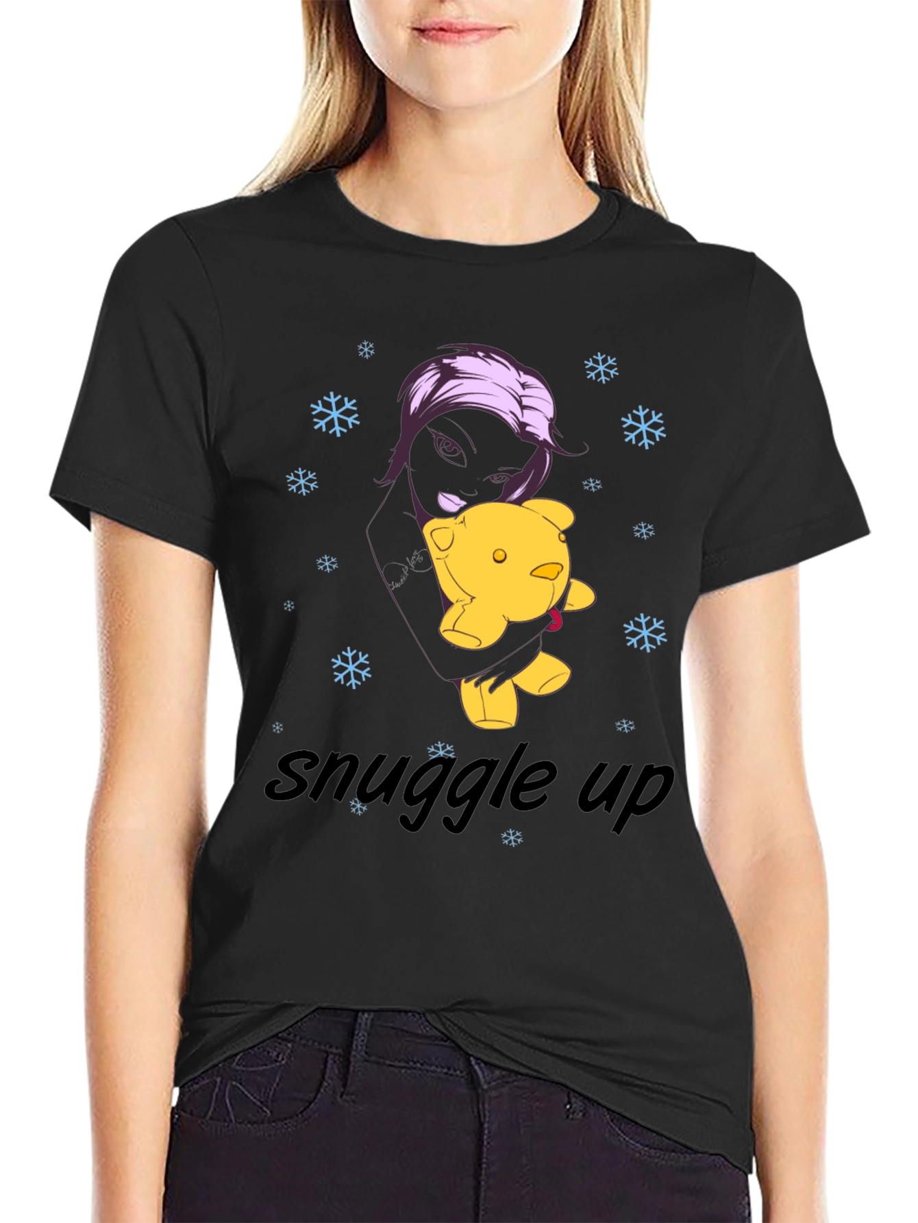 Snuggle Up Black Graphic Tee