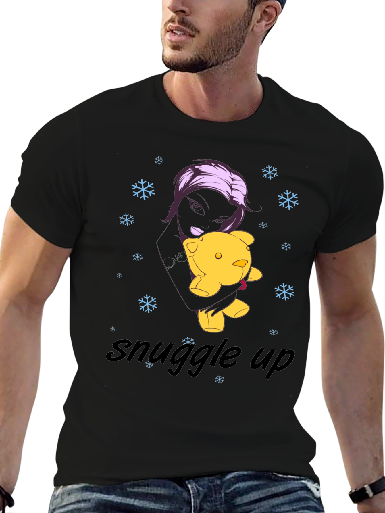 Snuggle Up Black Graphic Tee