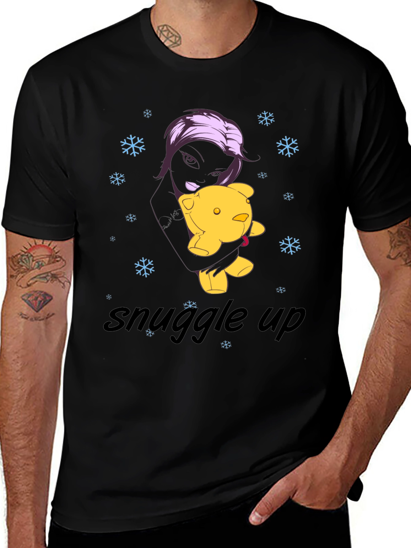 Snuggle Up Black Graphic Tee