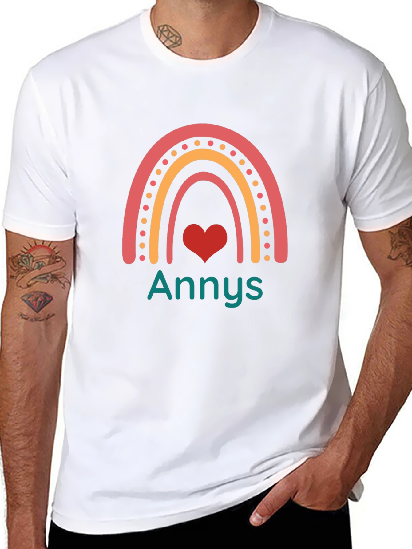 Annys Rainbow Heart Graphic Tee - Black
