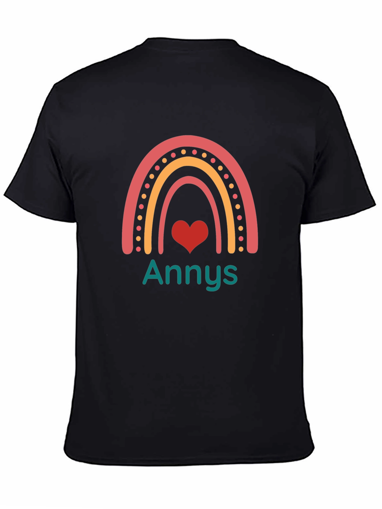 Annys Rainbow Heart Graphic Tee - Black