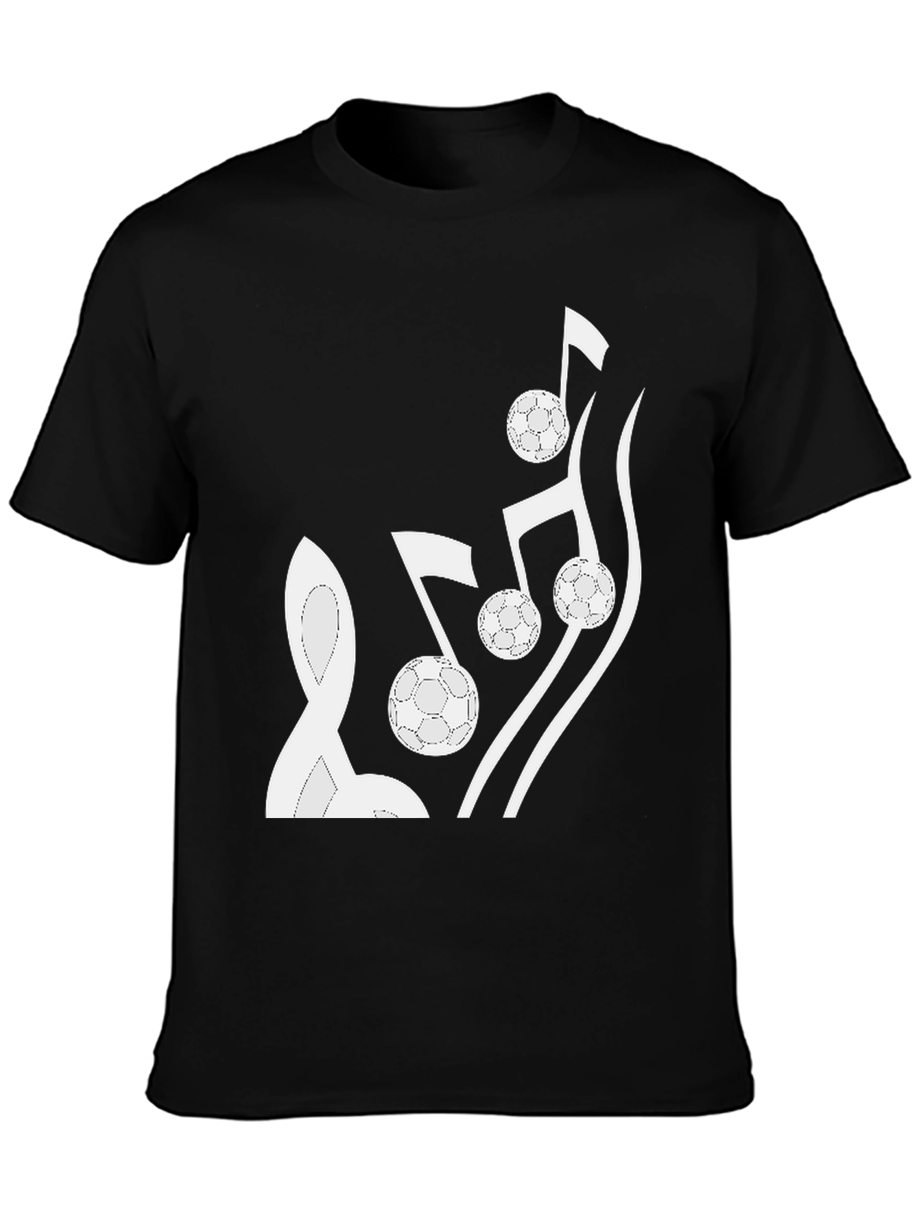 Musical Soccer Tee - Black Cotton Graphic T-Shirt