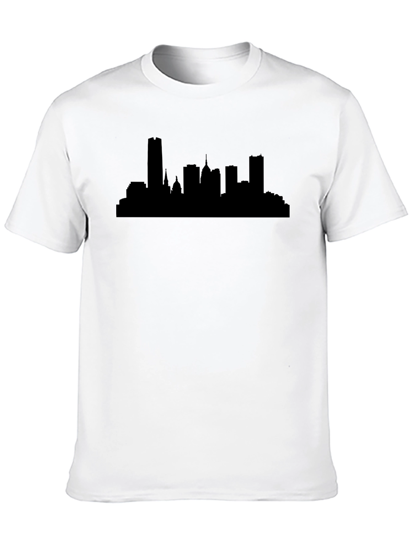 City Skyline Graphic Tee - Black Cotton T-Shirt