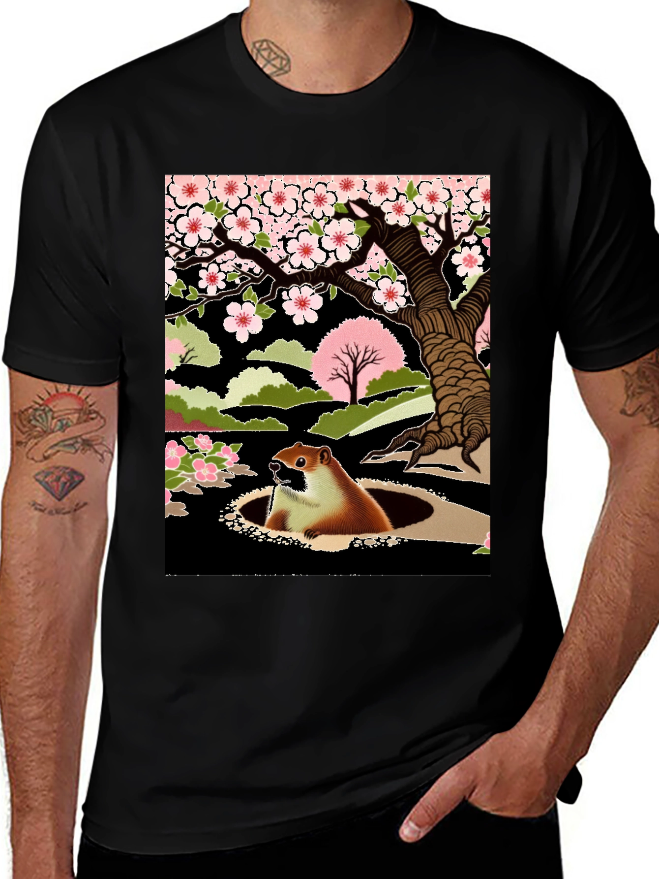 Groundhog in Hole Graphic Tee