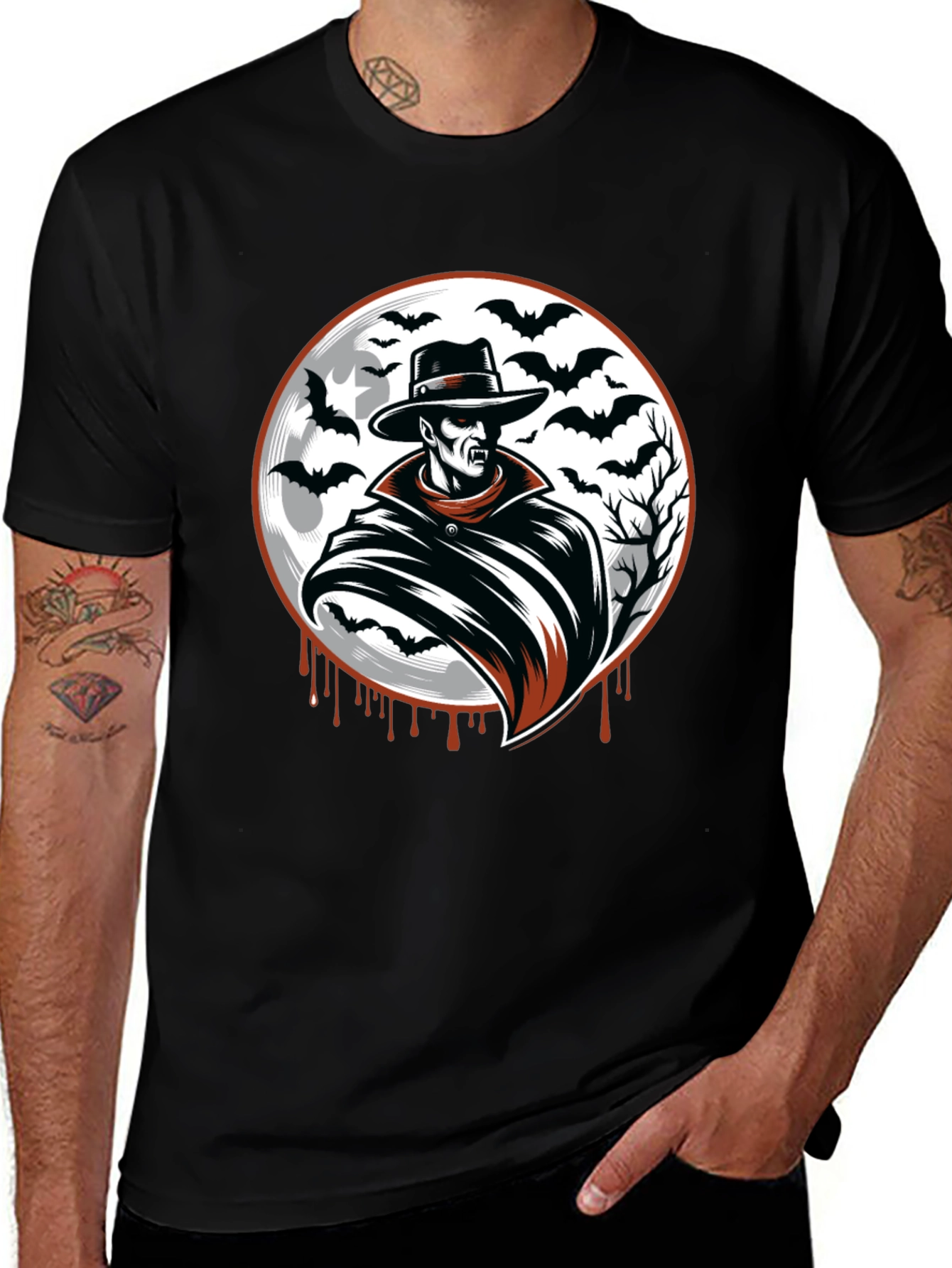 Vampire Bat Graphic Black T-Shirt
