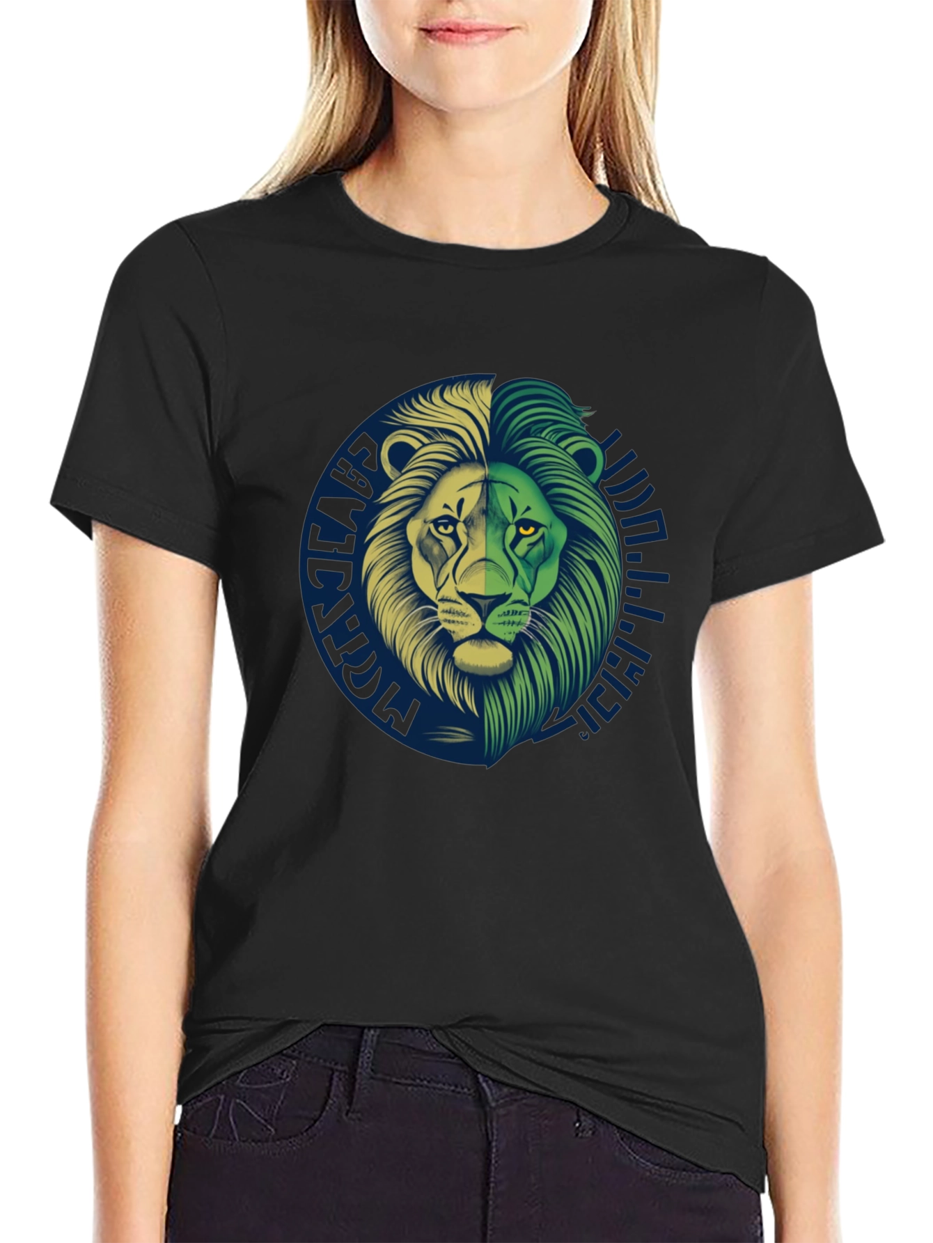 Lion Graphic Print Black T-Shirt