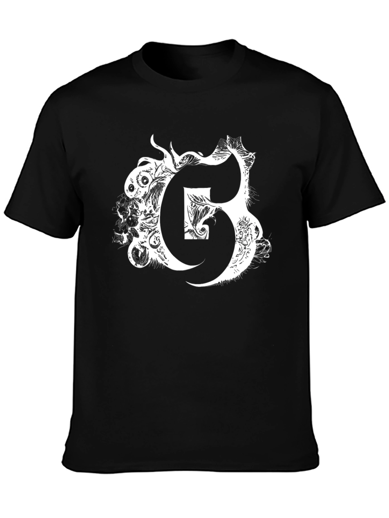 Letter G Graphic Print Black T-Shirt