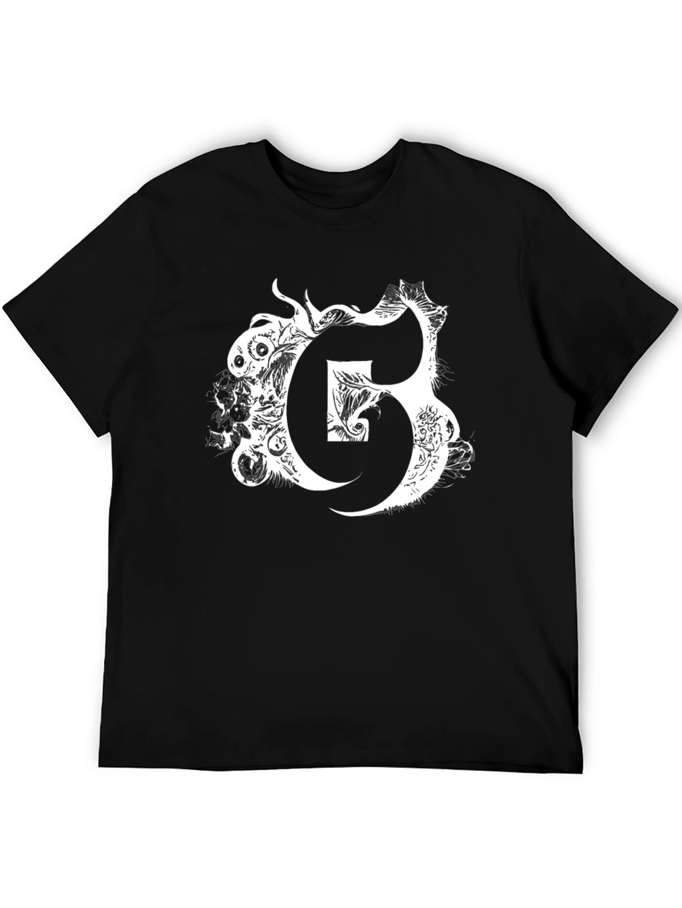 Letter G Graphic Print Black T-Shirt