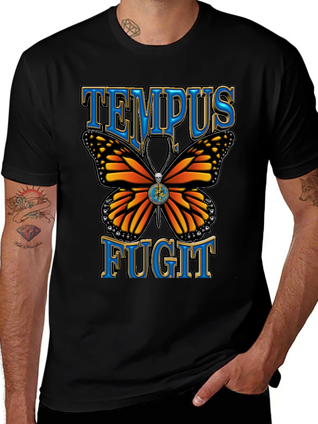 Tempus Fugit Butterfly Graphic T-Shirt