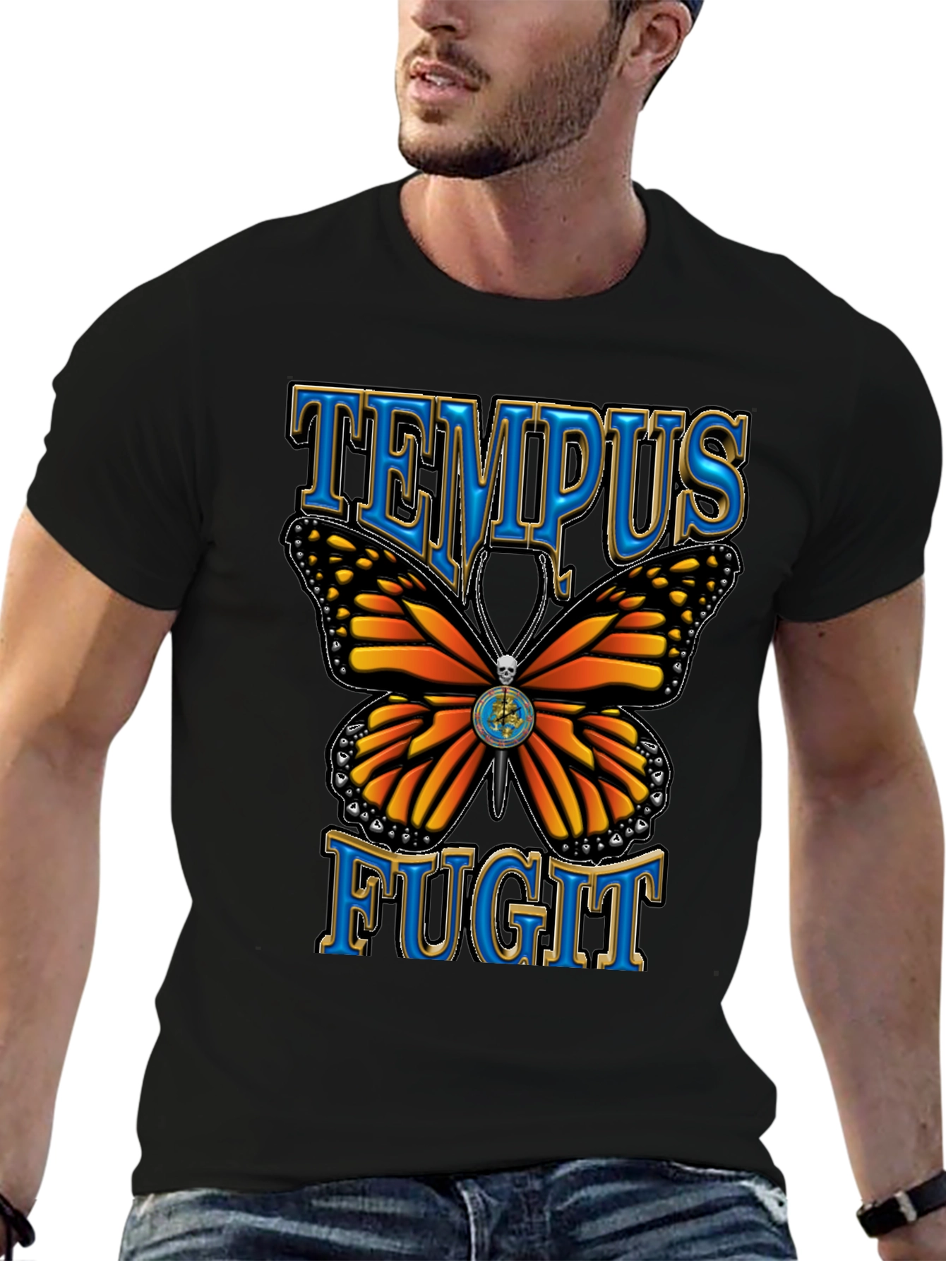 Tempus Fugit Butterfly Graphic T-Shirt