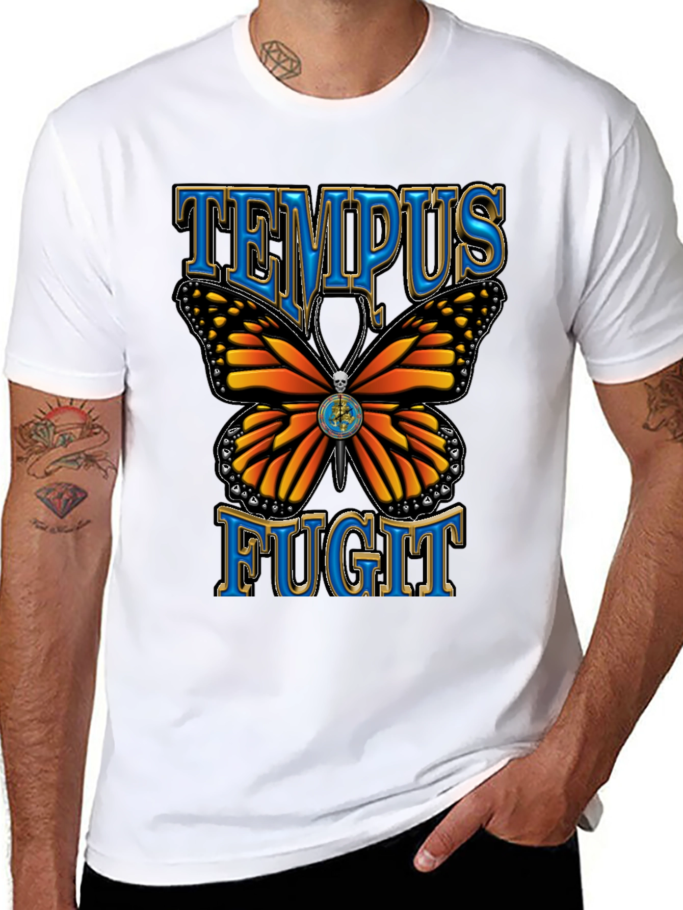 Tempus Fugit Butterfly Graphic T-Shirt