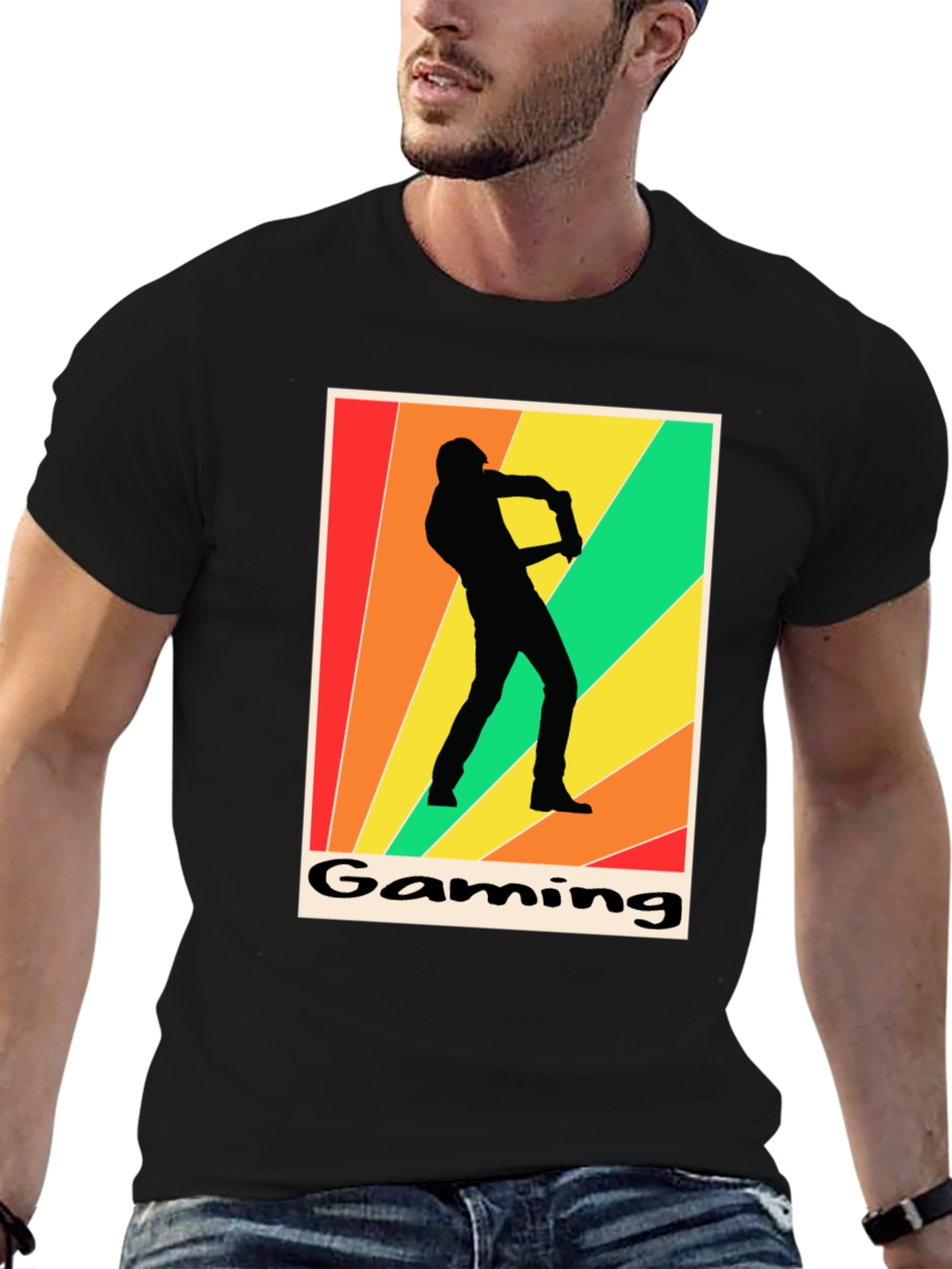 Gaming T-Shirt Retro Gamer Silhouette Graphic Tee